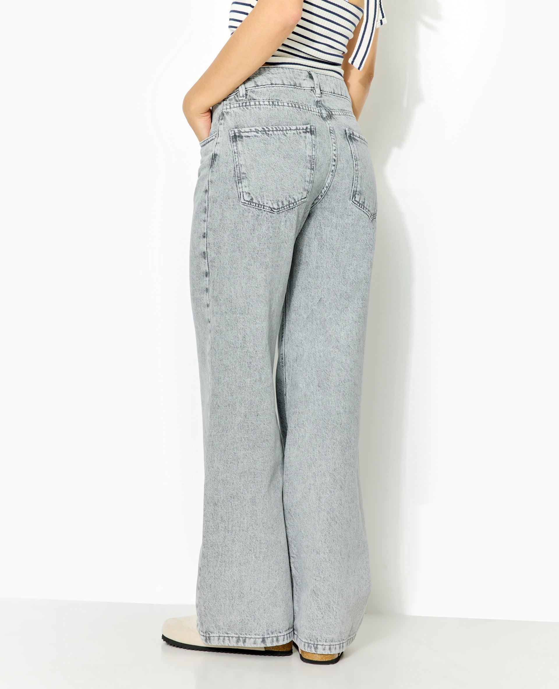 Jean wide taille croisée