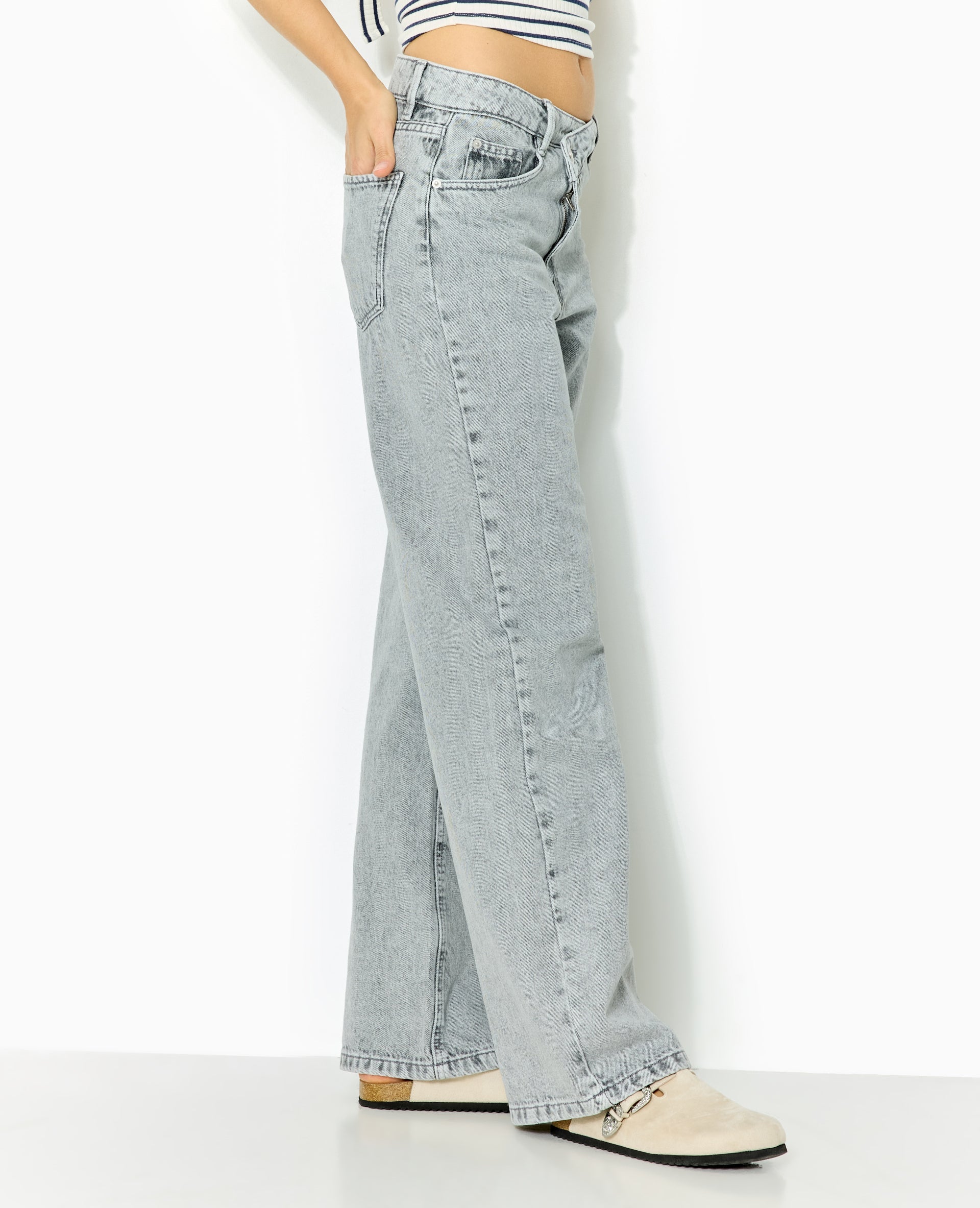 Jean wide taille croisée
