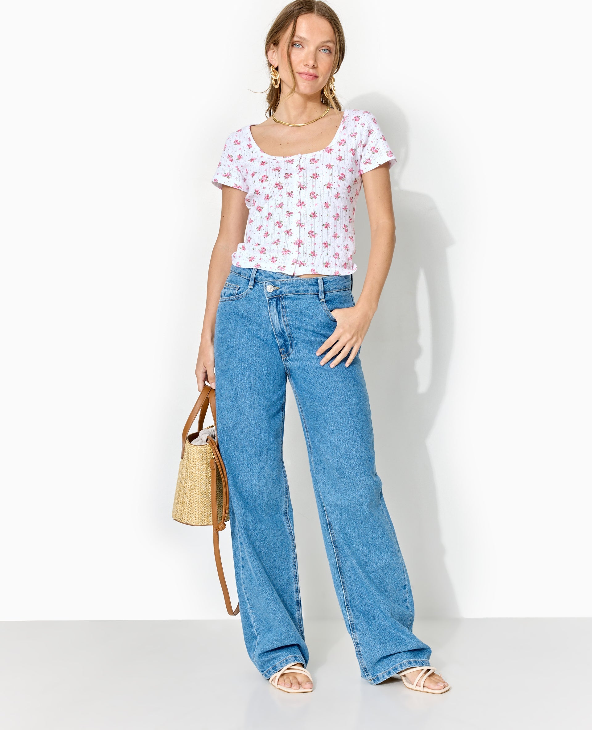 Jean straight taille croisée