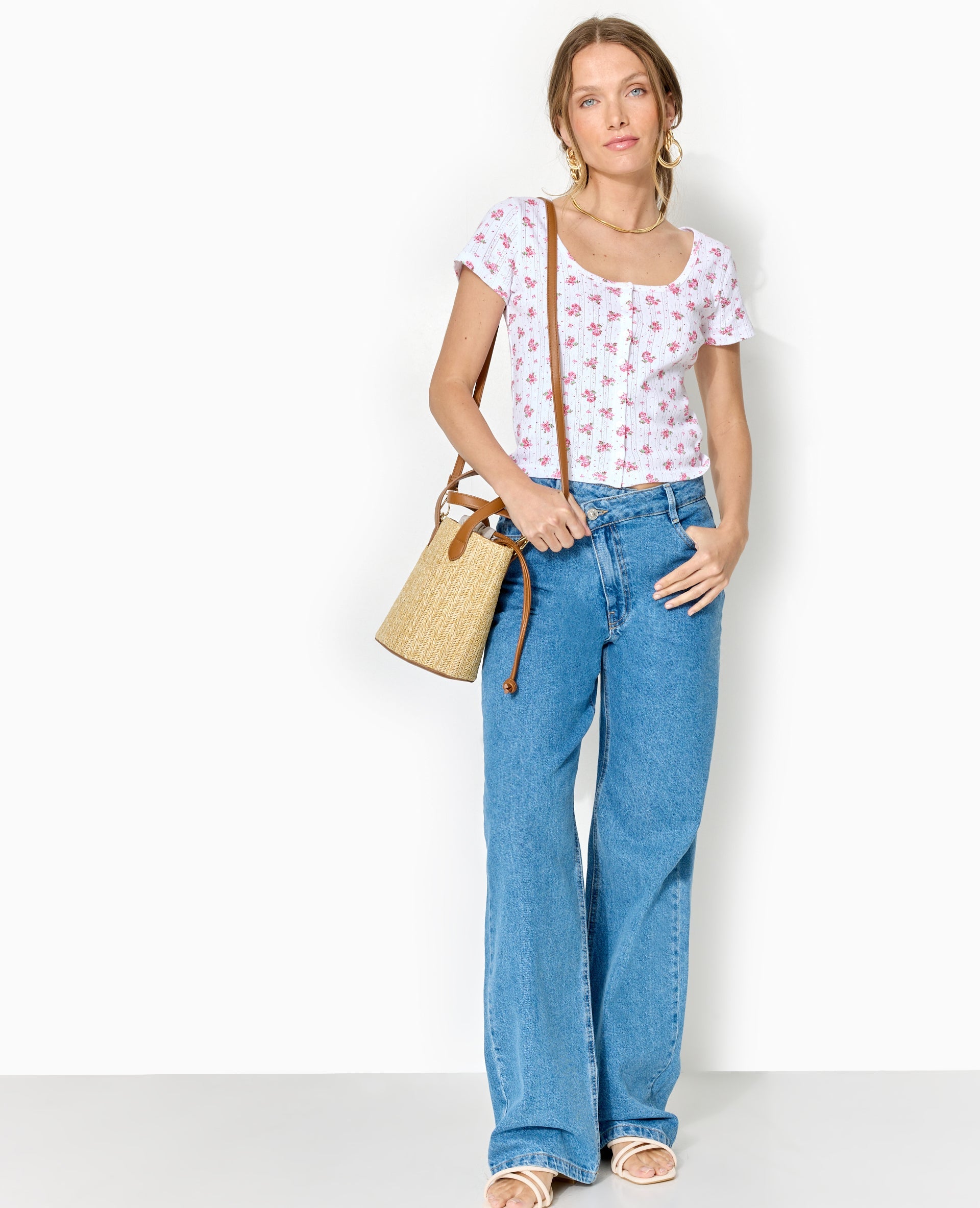 Jean straight taille croisée