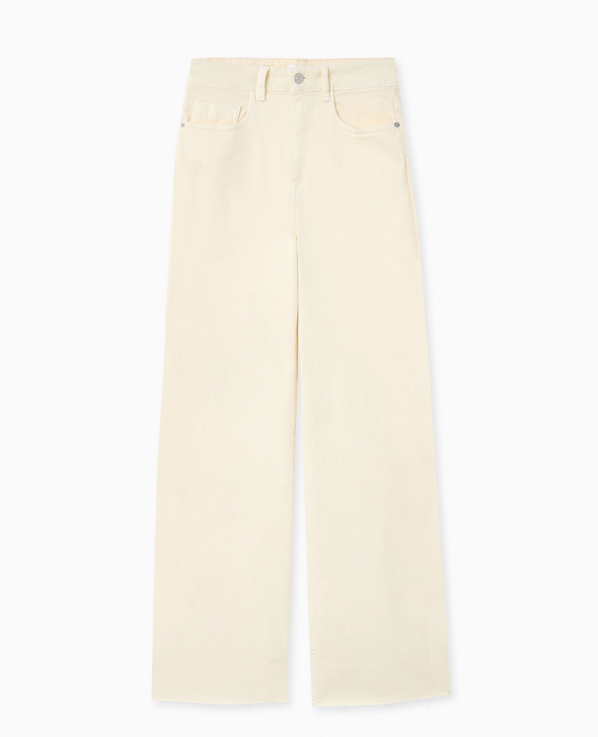 Jean wide taille haute avec bas coupés