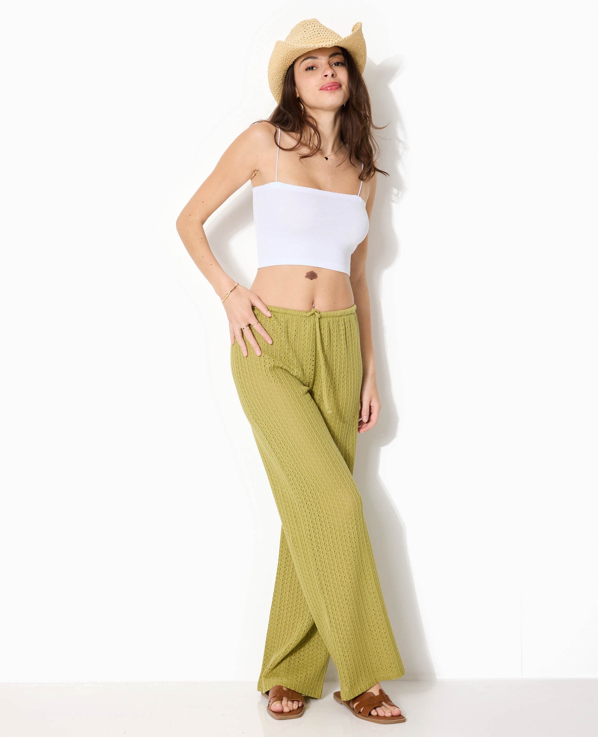 Pantalon ample en maille ajourée