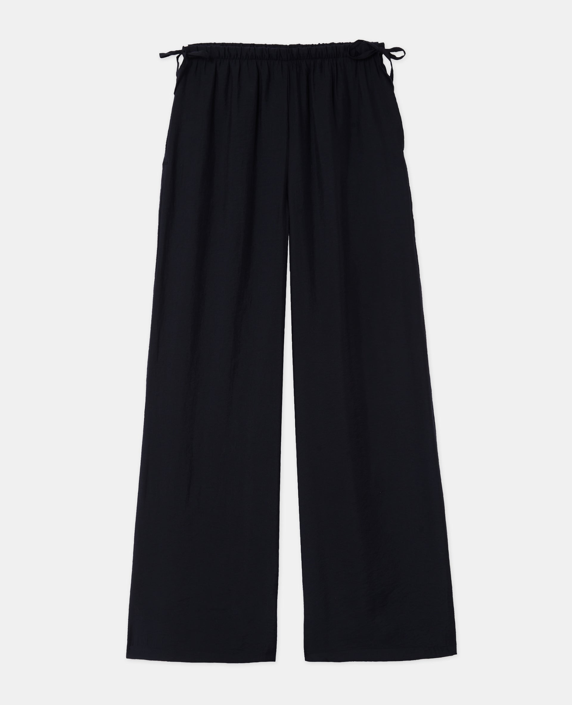 Pantalon palazzo en tissu effet peau de pêche