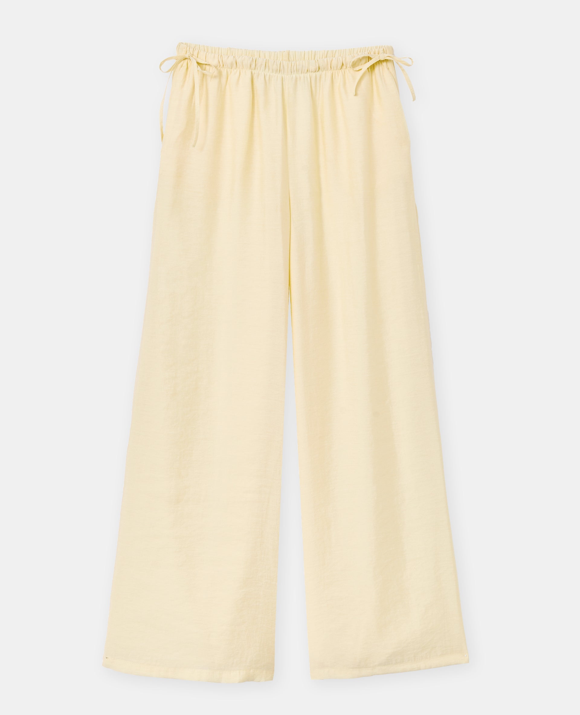 Pantalon palazzo en tissu effet peau de pêche