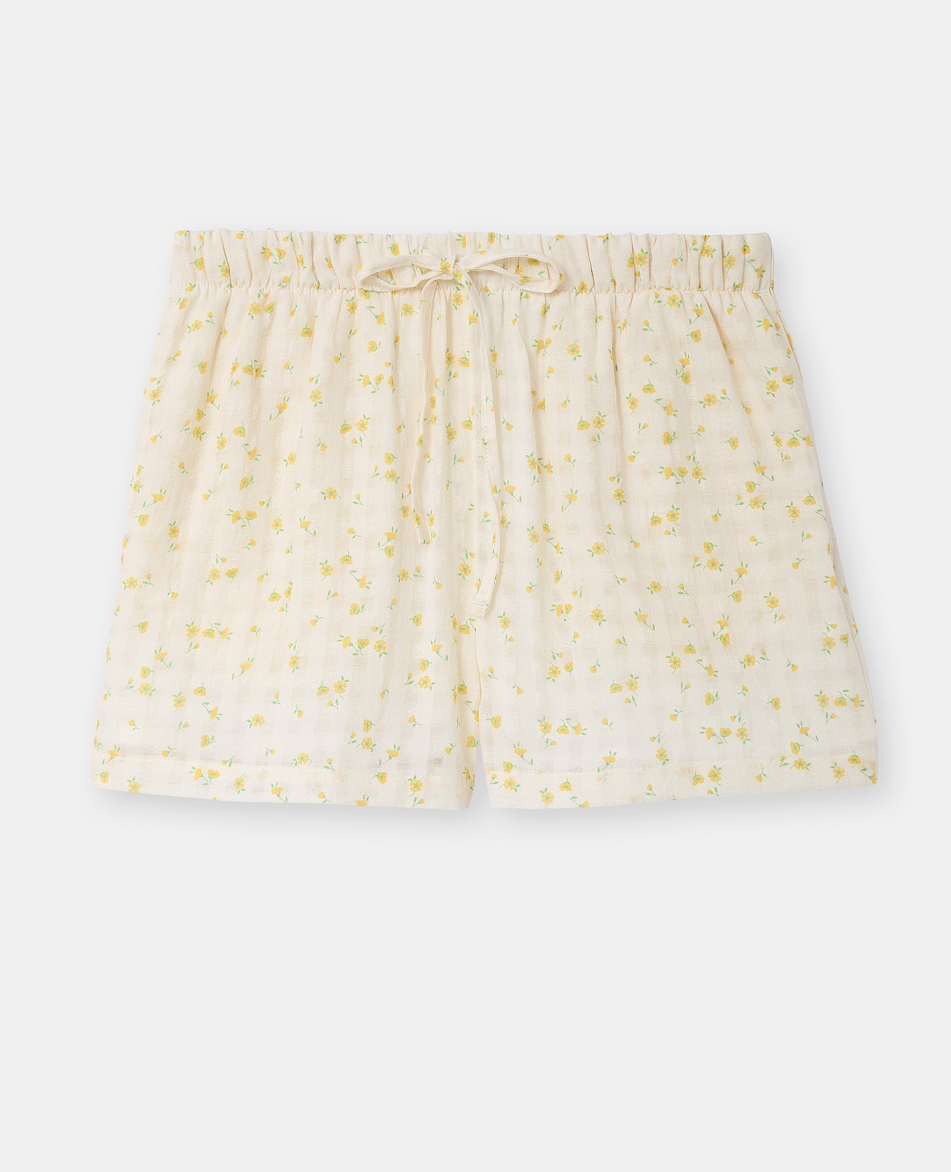 Short taille coulissée motif fleurs