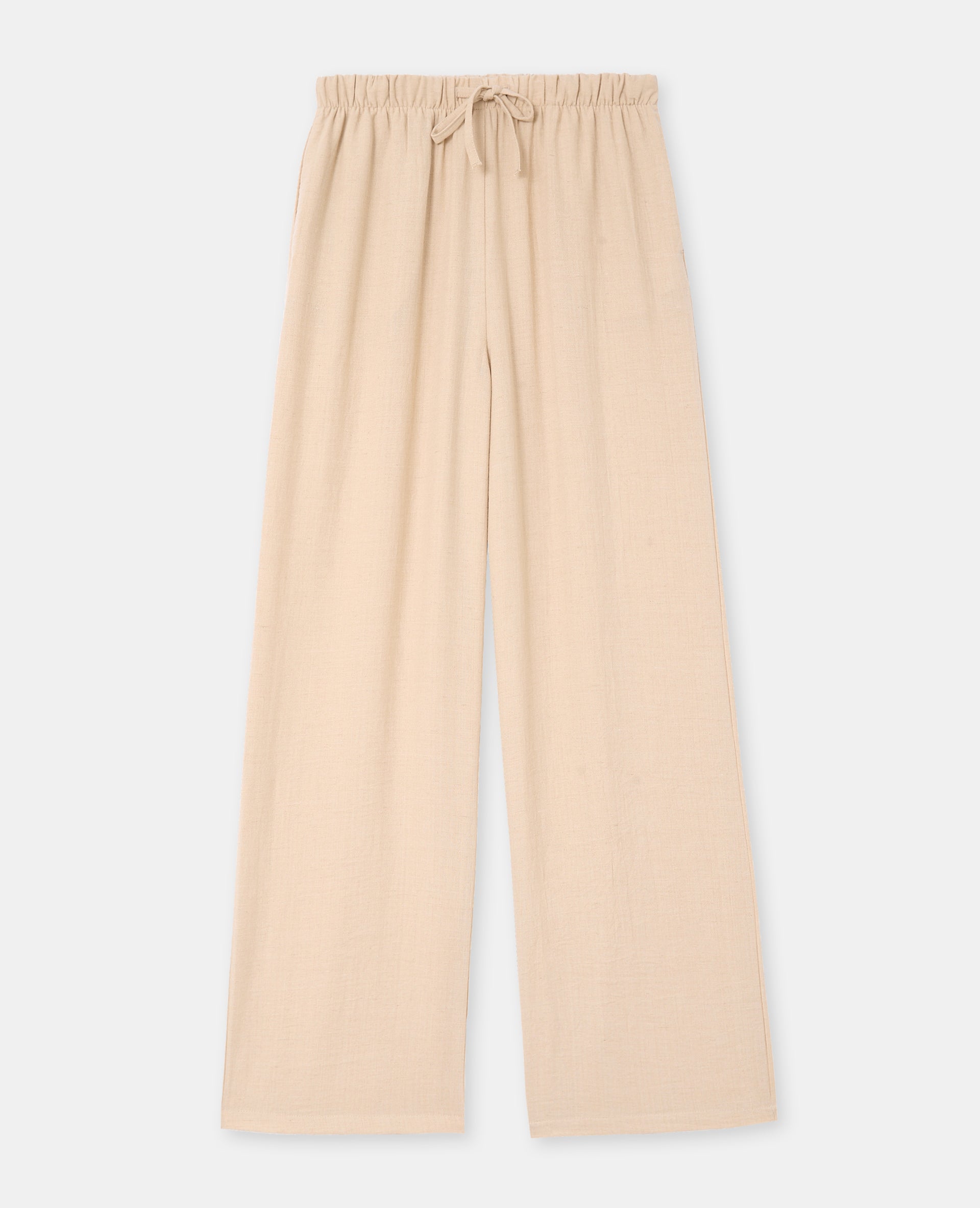 Pantalon large et droit avec lien coulissé