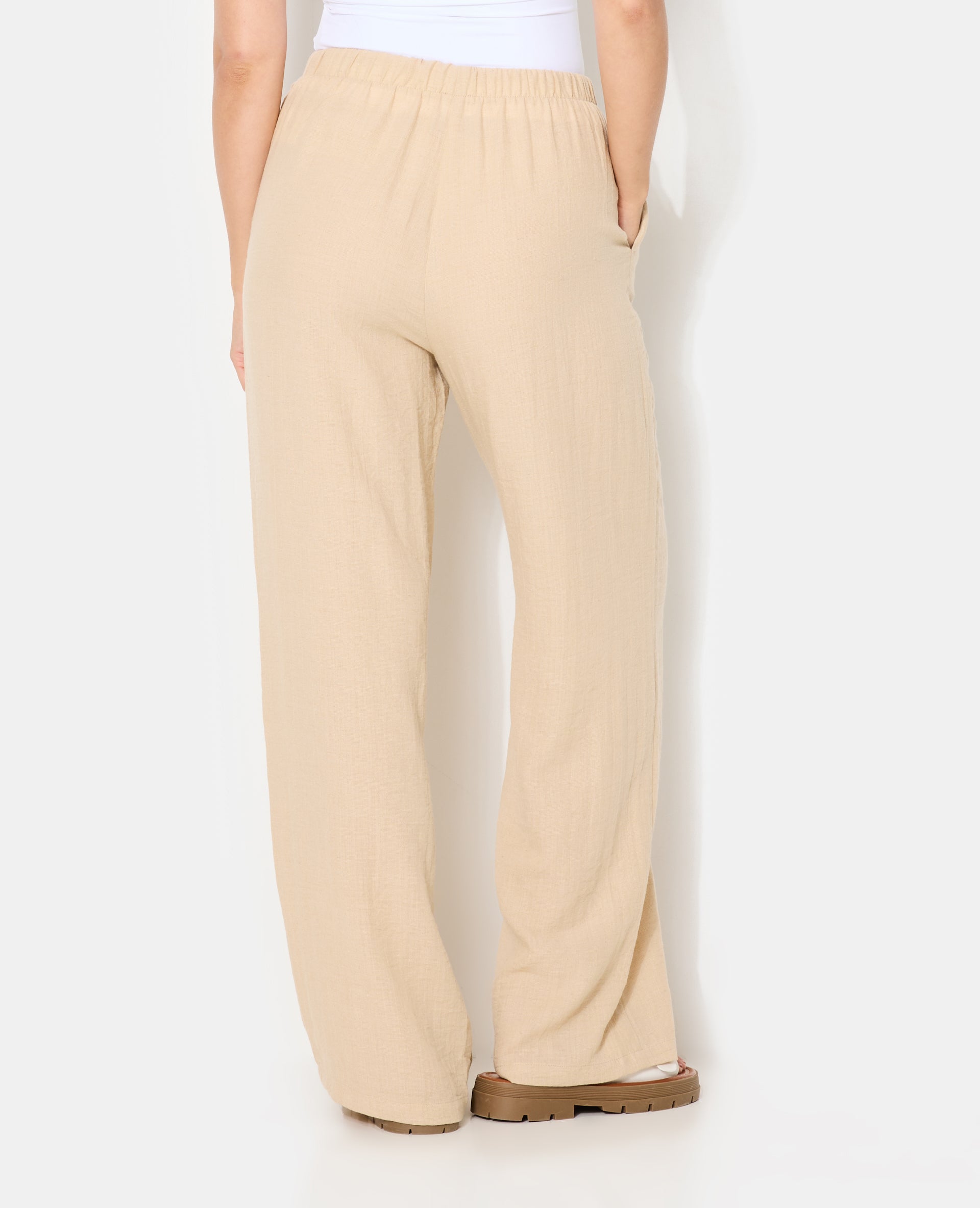 Pantalon large et droit avec lien coulissé