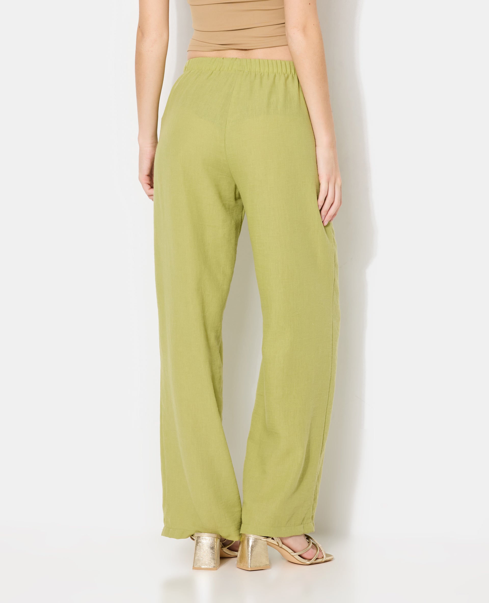 Pantalon large et droit avec lien coulissé