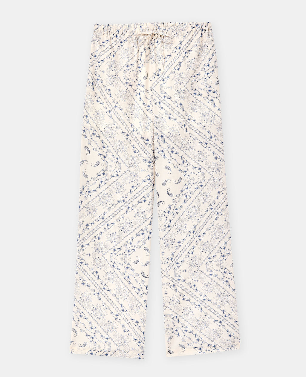 Pantalon large et droit motif fleurs et bandana