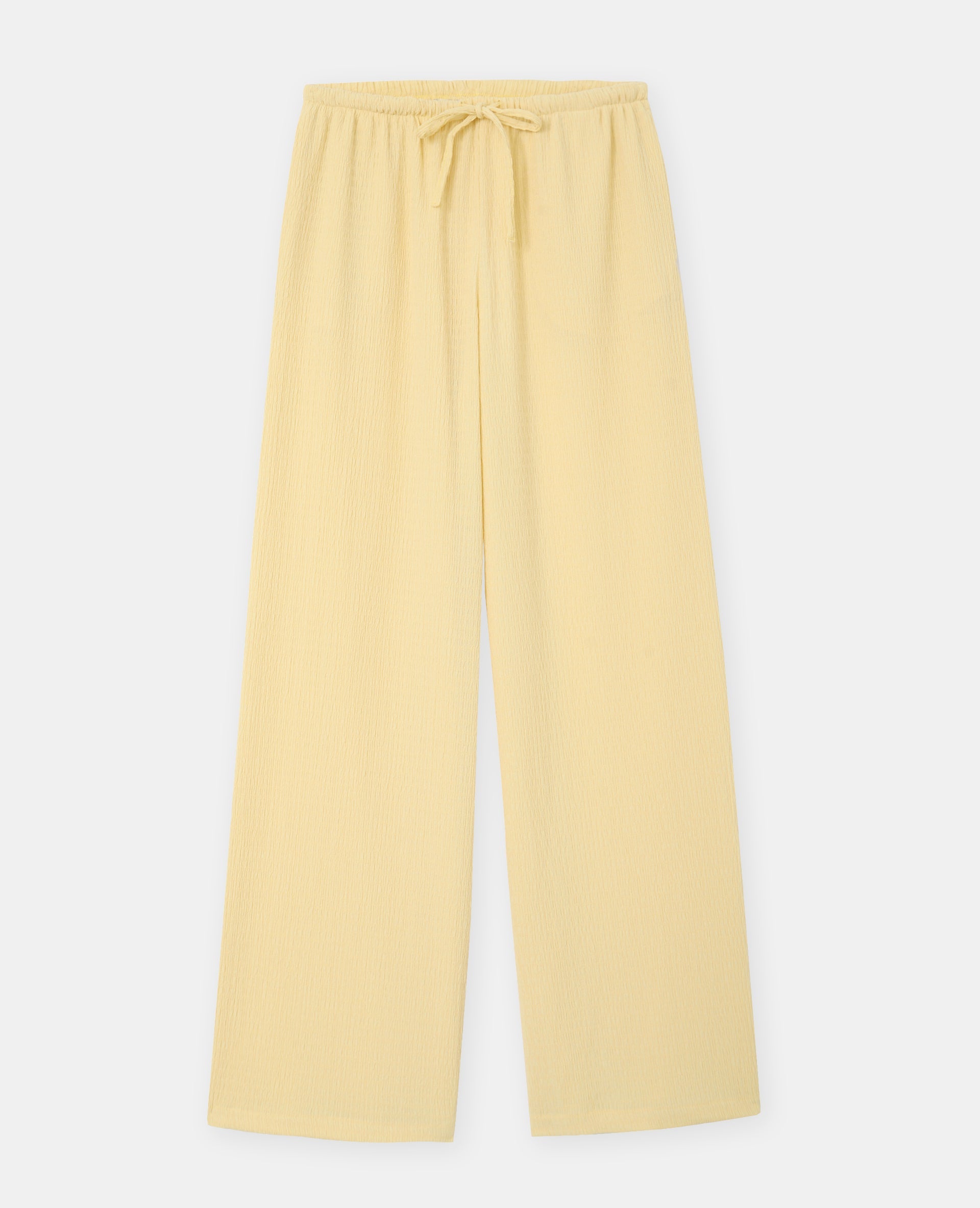 Pantalon large et droit en tissu reliefé