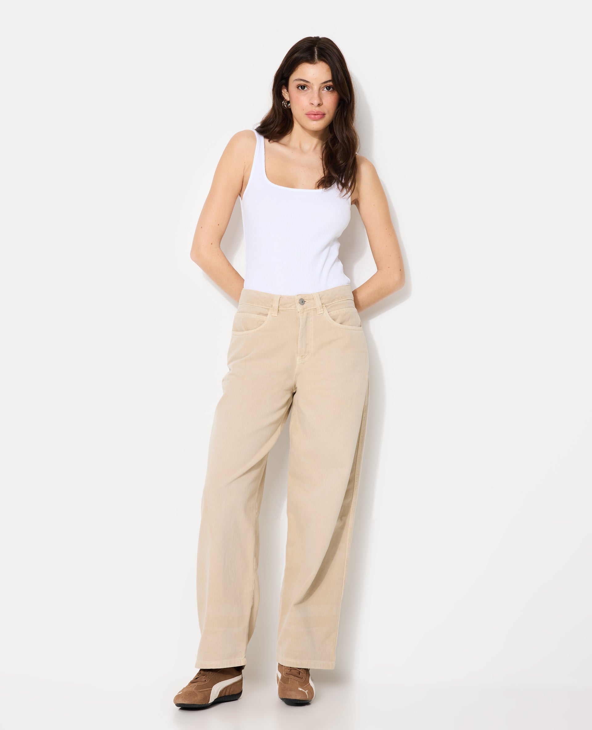 Jean barrel taille haute