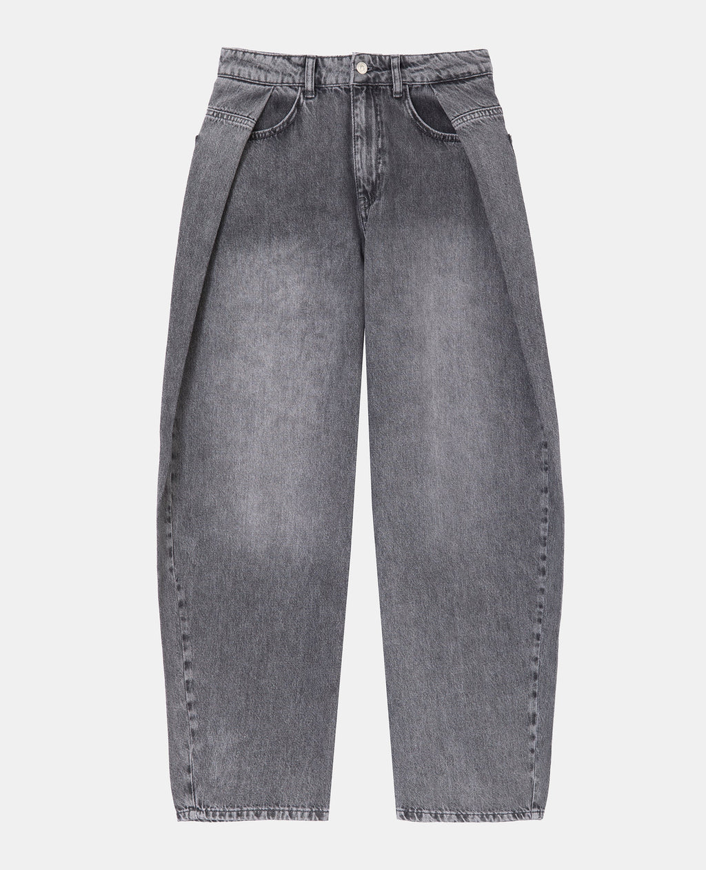 Jean barrel taille medium avec plis fantaisie