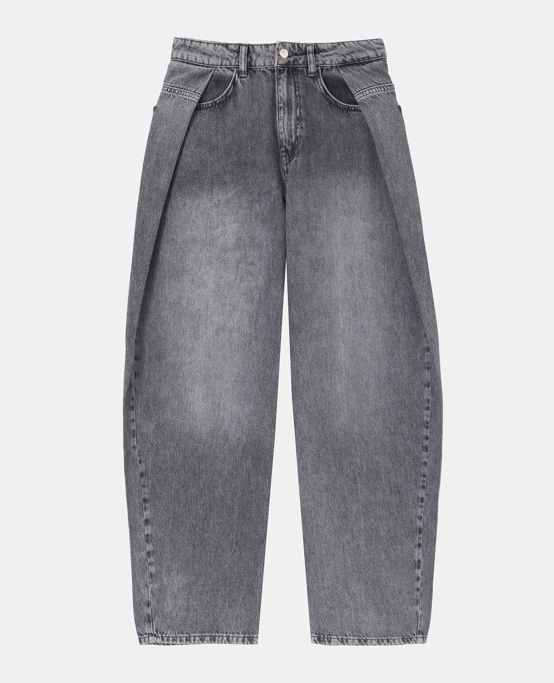 Jean barrel taille medium avec plis fantaisie