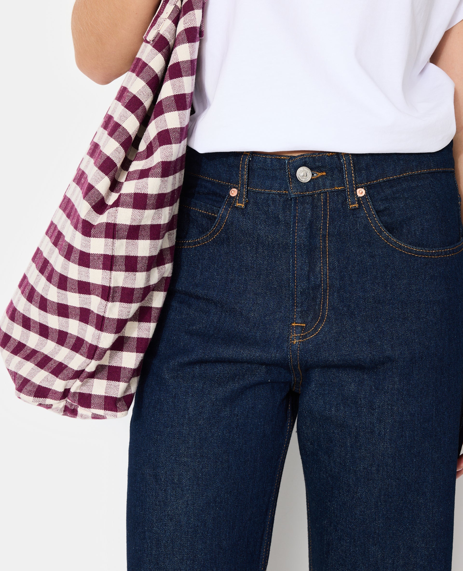 Jean straight taille haute avec grands revers