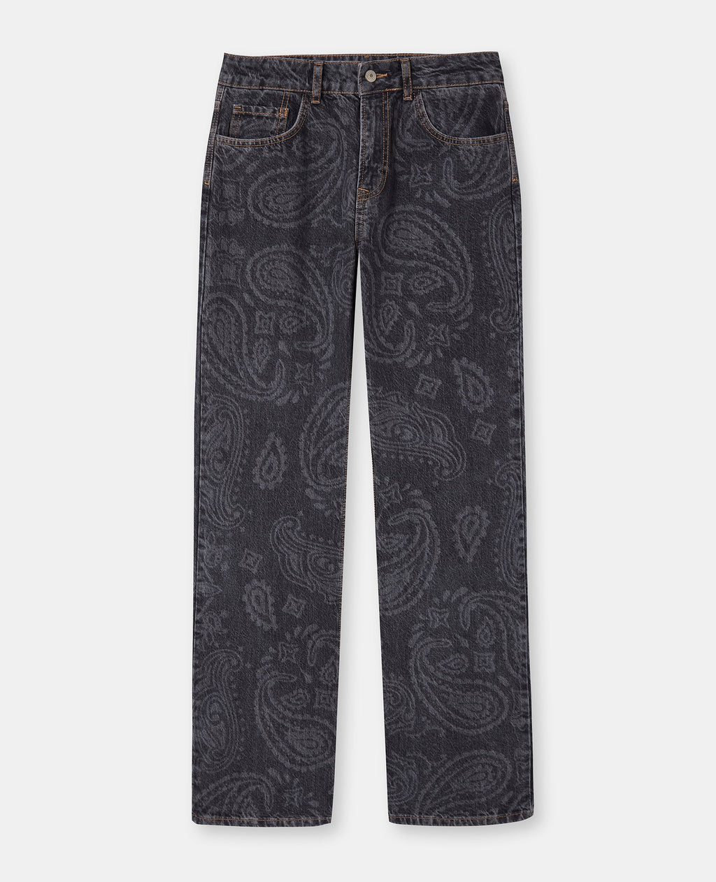 Jean straight taille haute avec motifs bandana