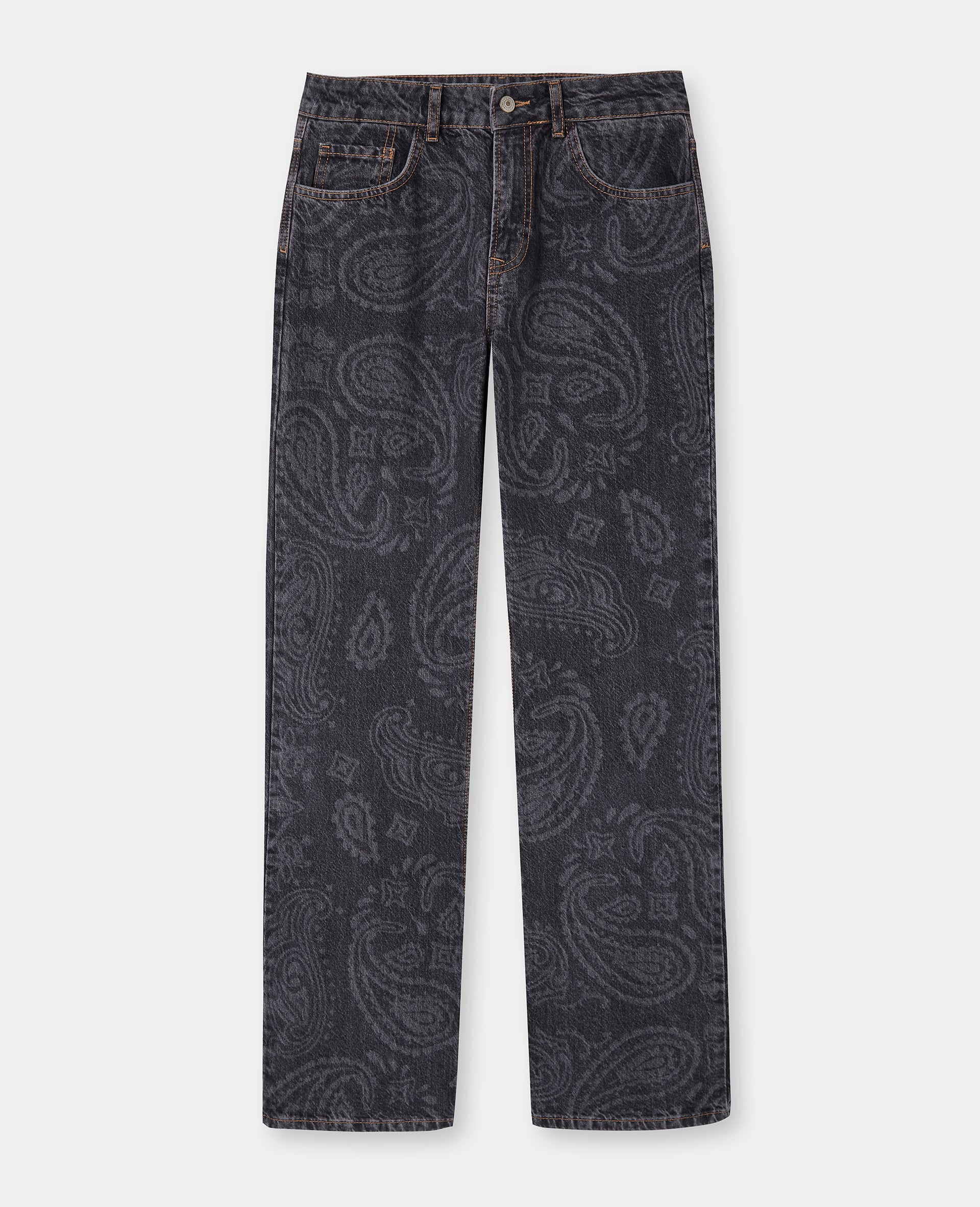 Jean straight taille haute avec motifs bandana