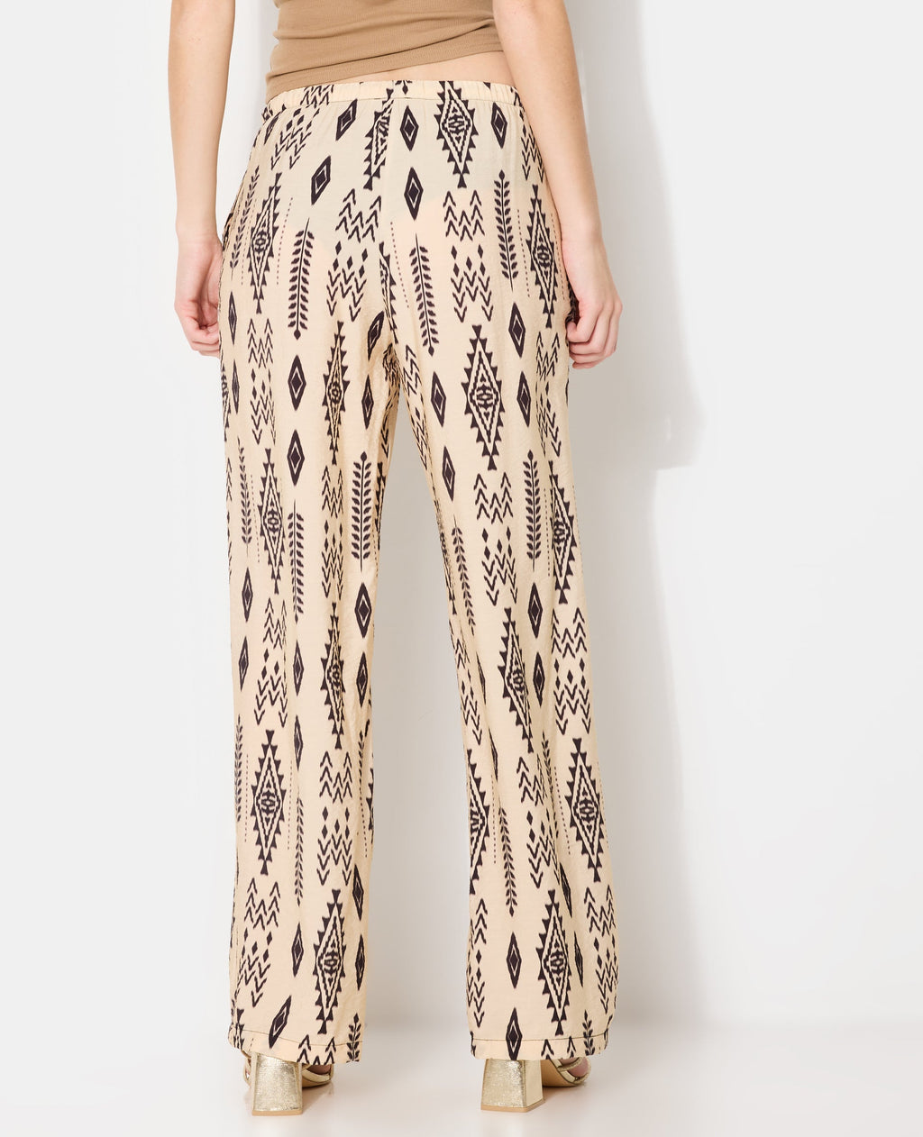 Pantalon fluide avec lien coulissé motifs ethniques
