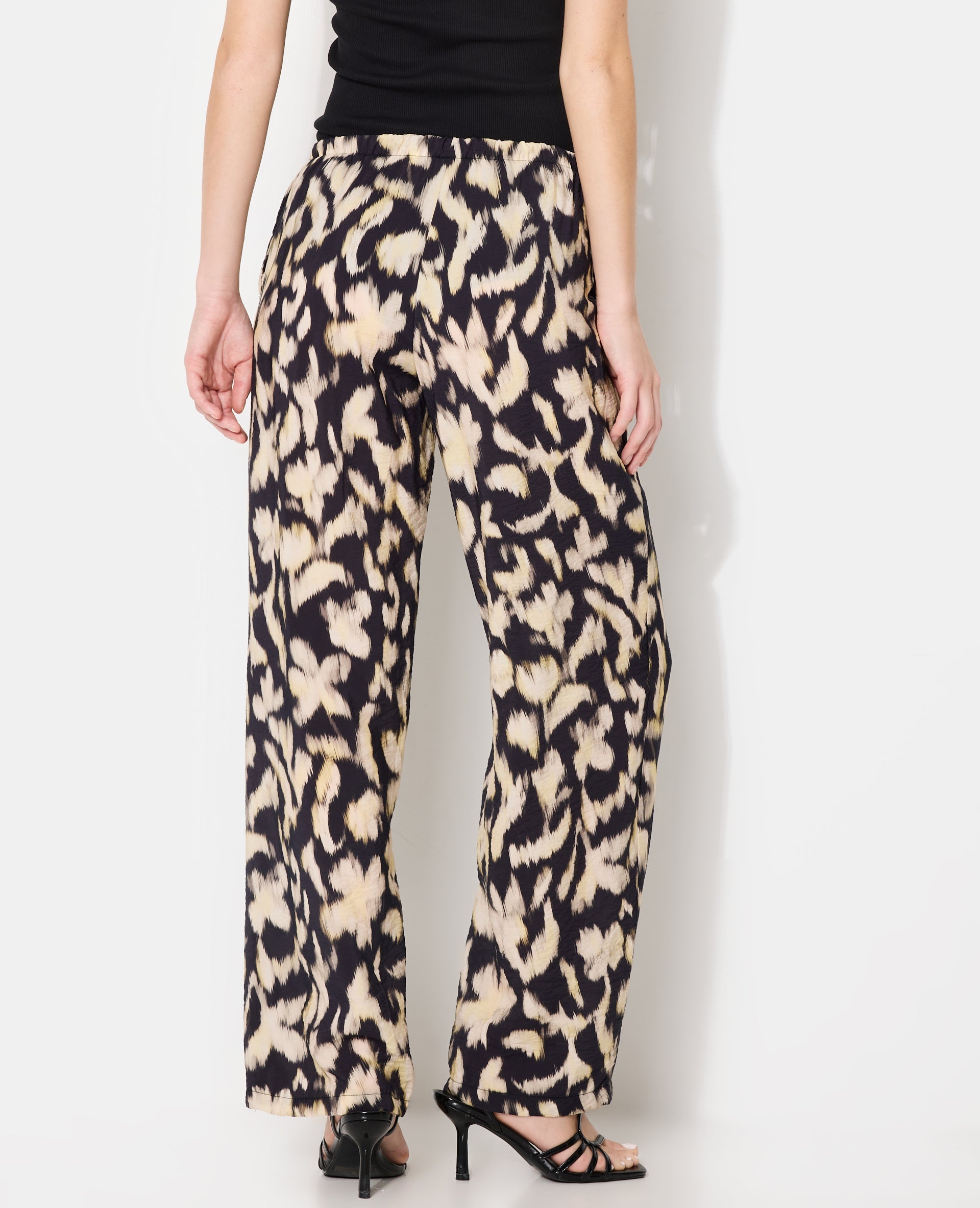 Pantalon fluide avec lien coulissé motifs flous
