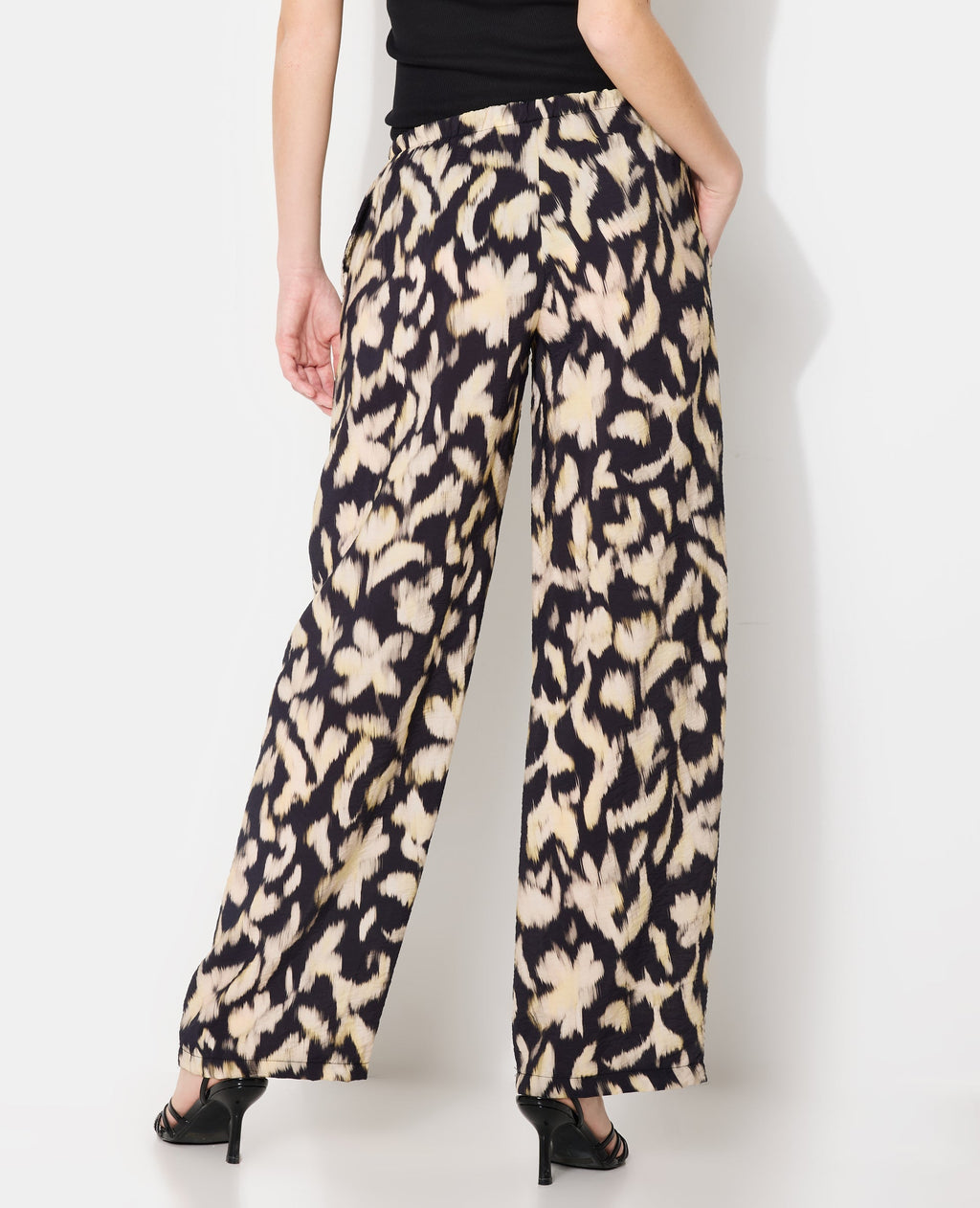 Pantalon fluide avec lien coulissé motifs flous