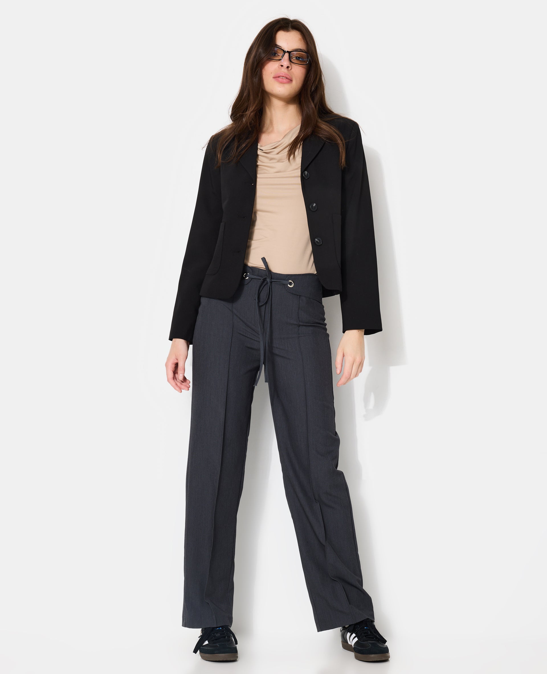 Pantalon city avec ceinture à nouer