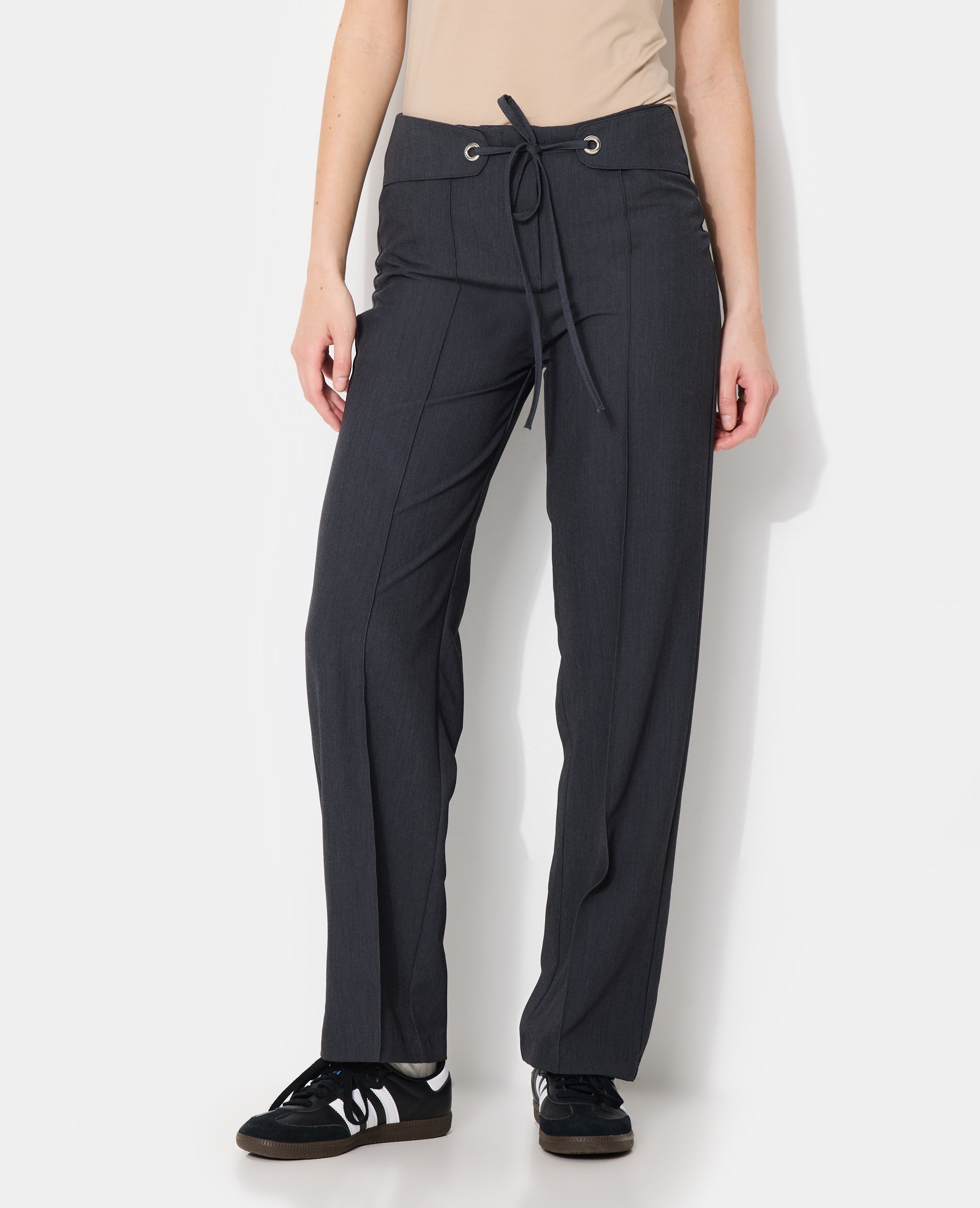 Pantalon city avec ceinture à nouer