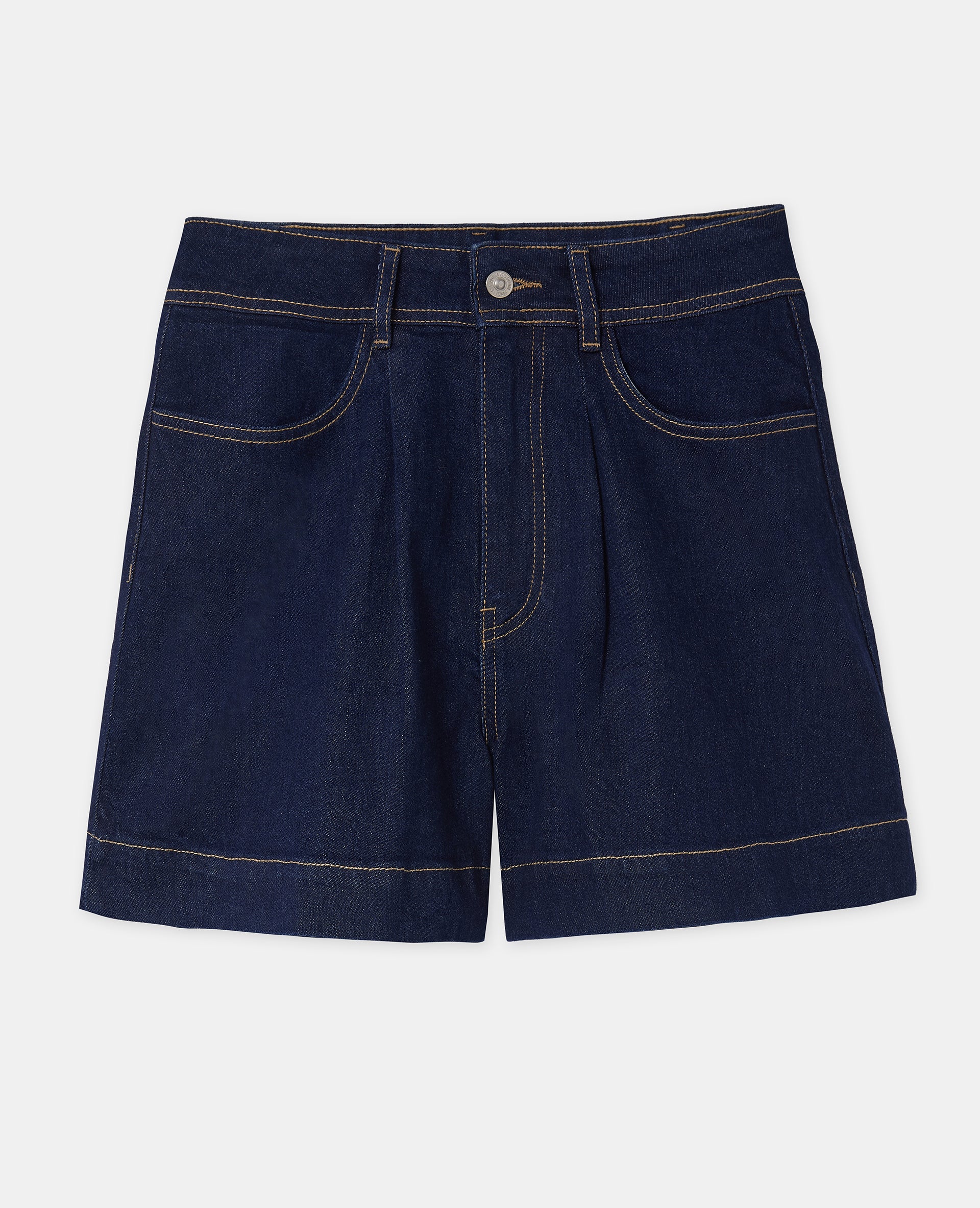 Short en jean taille haute avec pinces