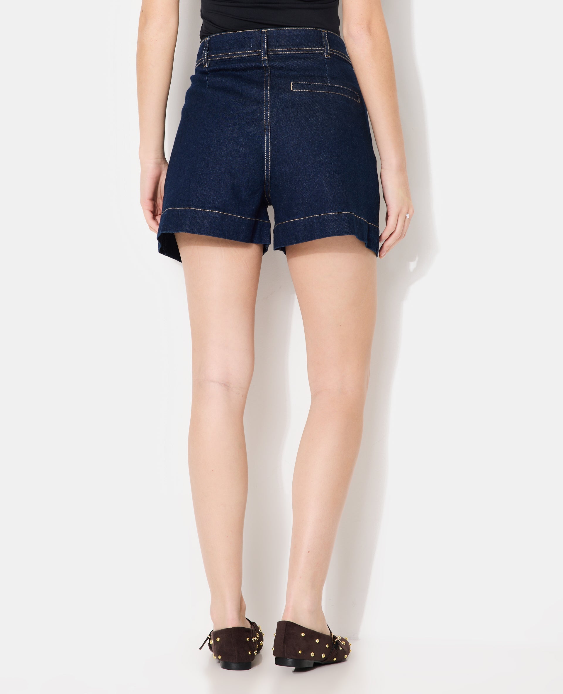 Short en jean taille haute avec pinces
