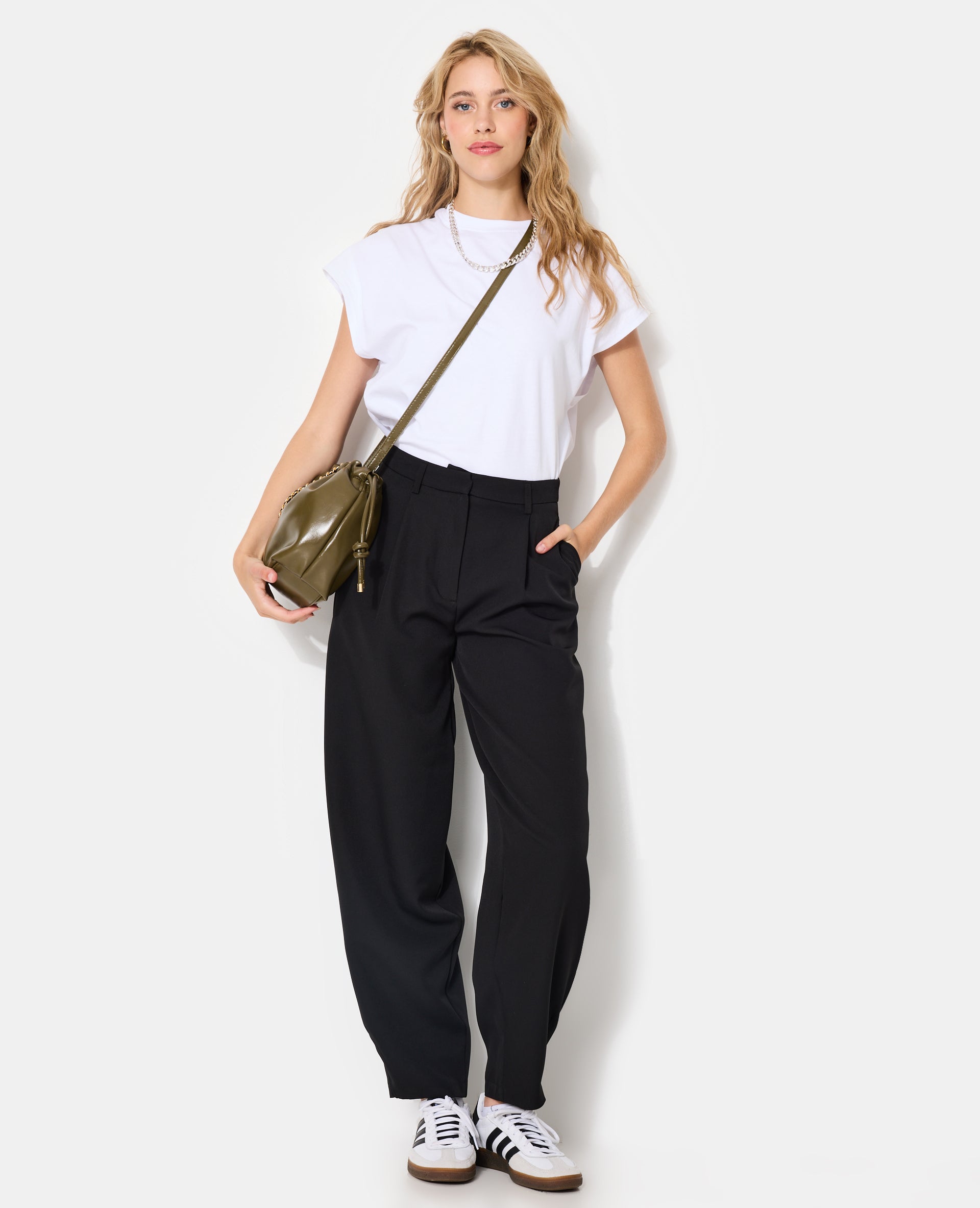 Pantalon barrel city taille haute
