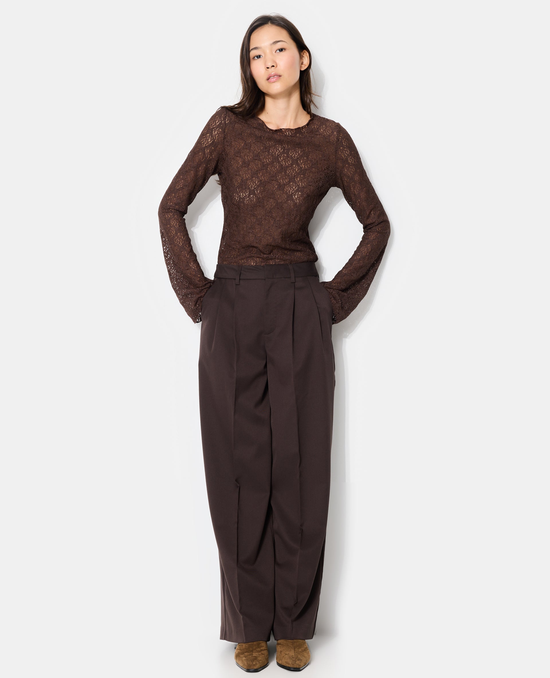Pantalon city large avec pinces