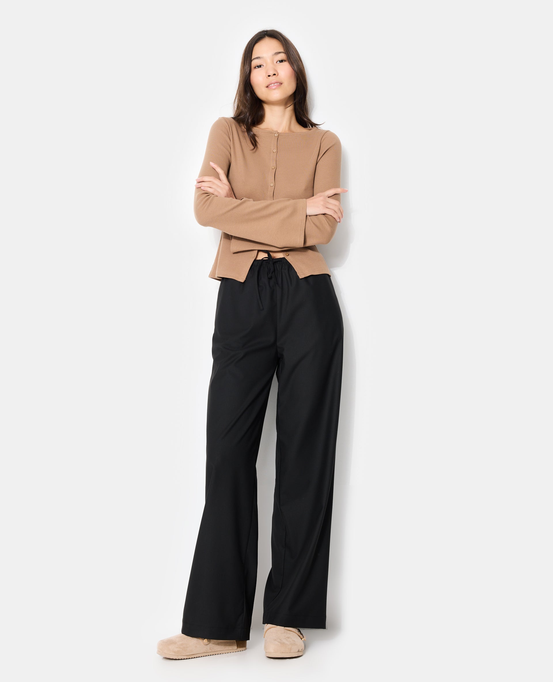 Pantalon droit avec ceinture élastiquée