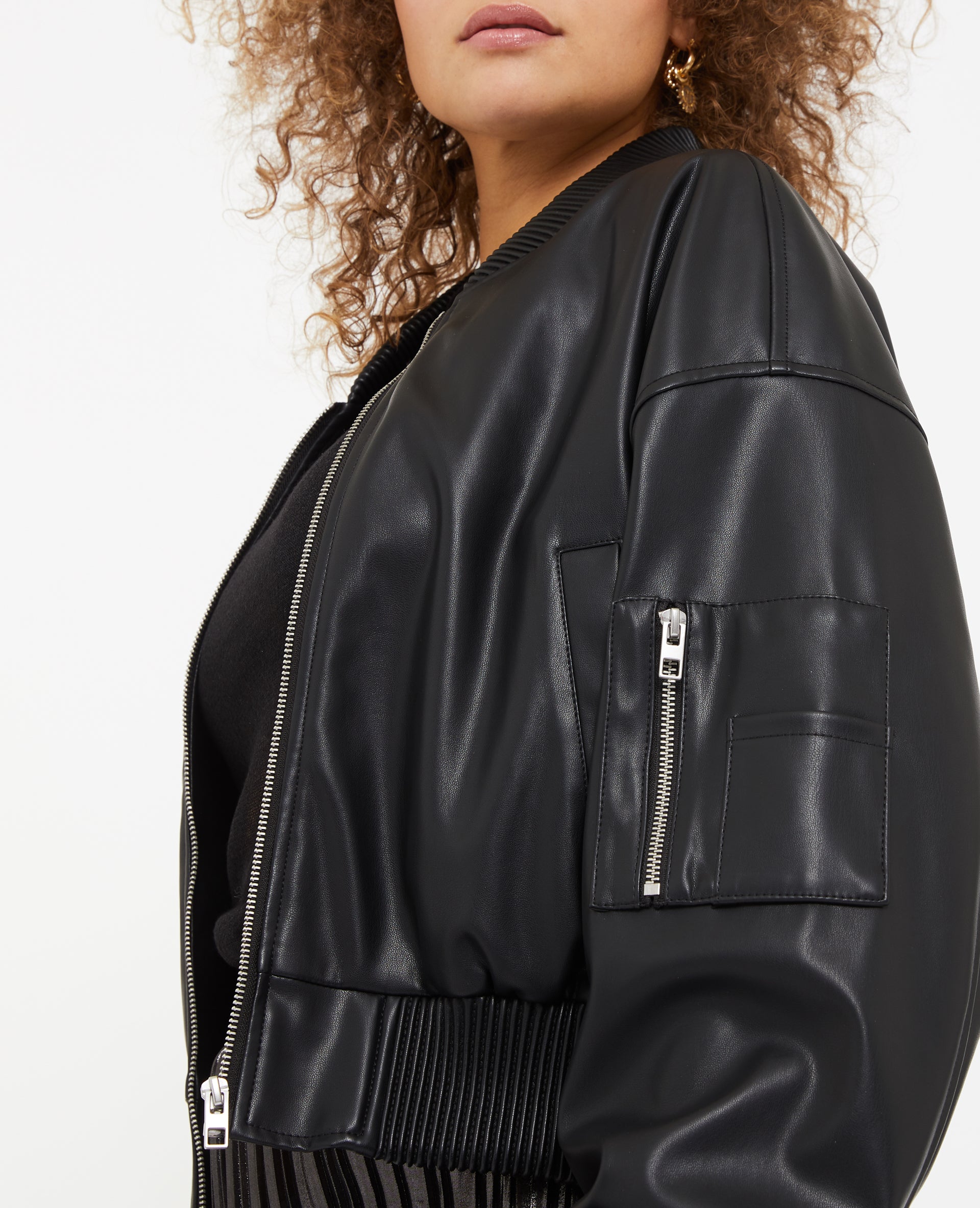 Blouson bomber en simili cuir
