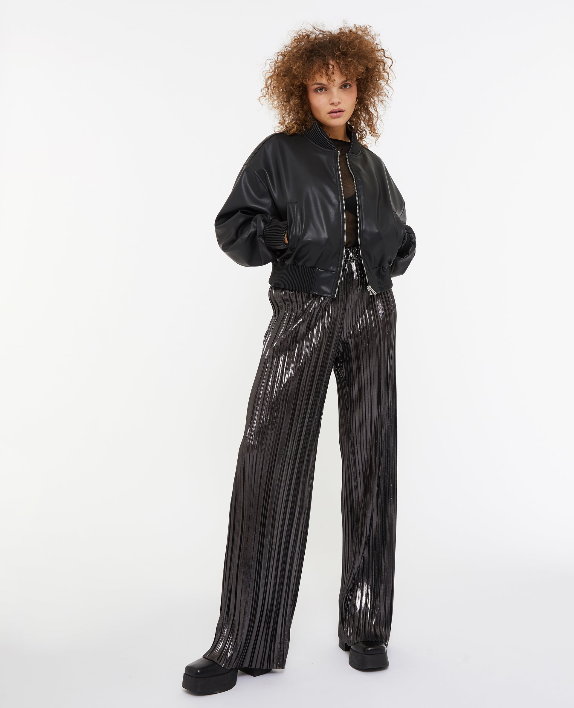 Blouson bomber en simili cuir