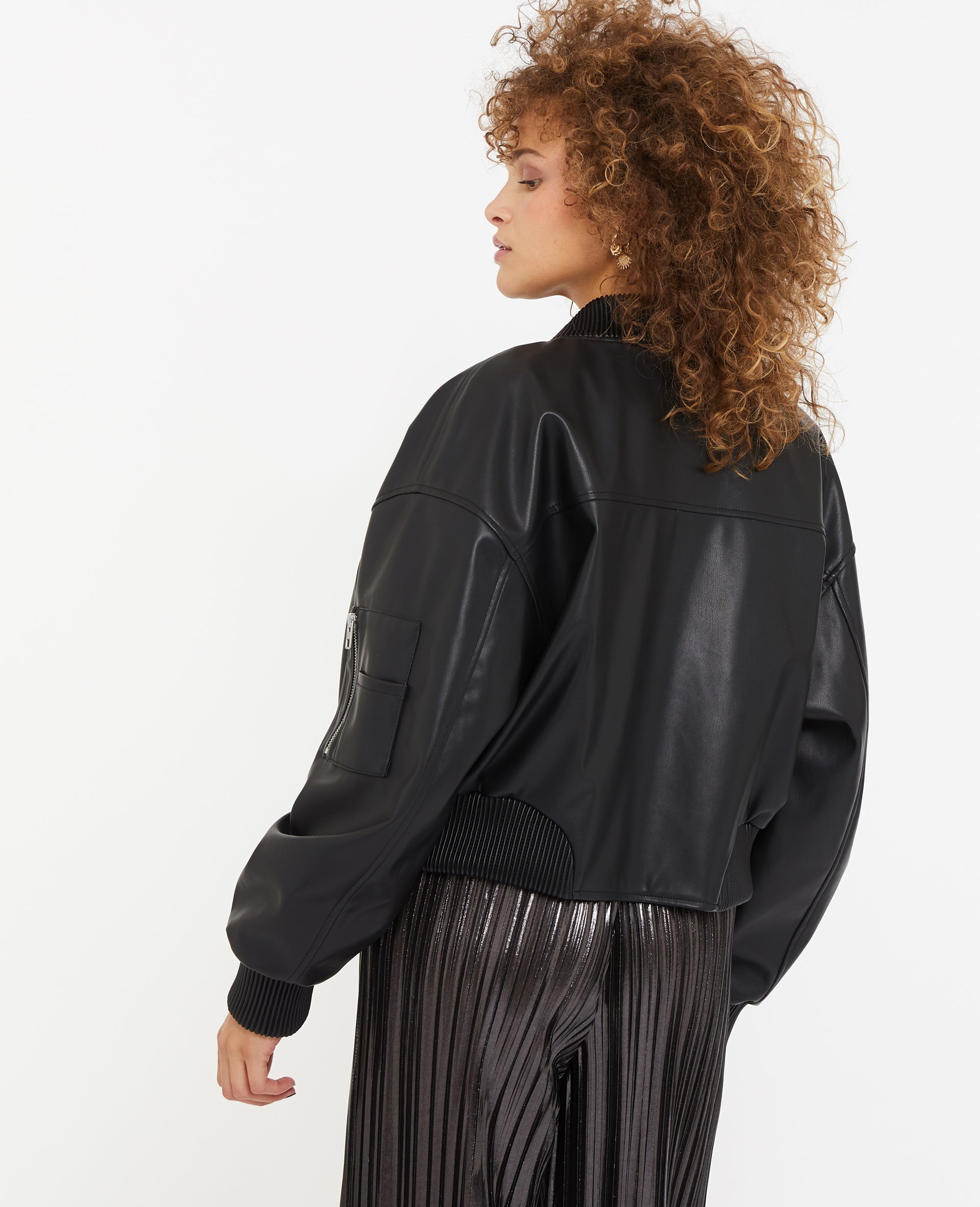 Blouson bomber en simili cuir