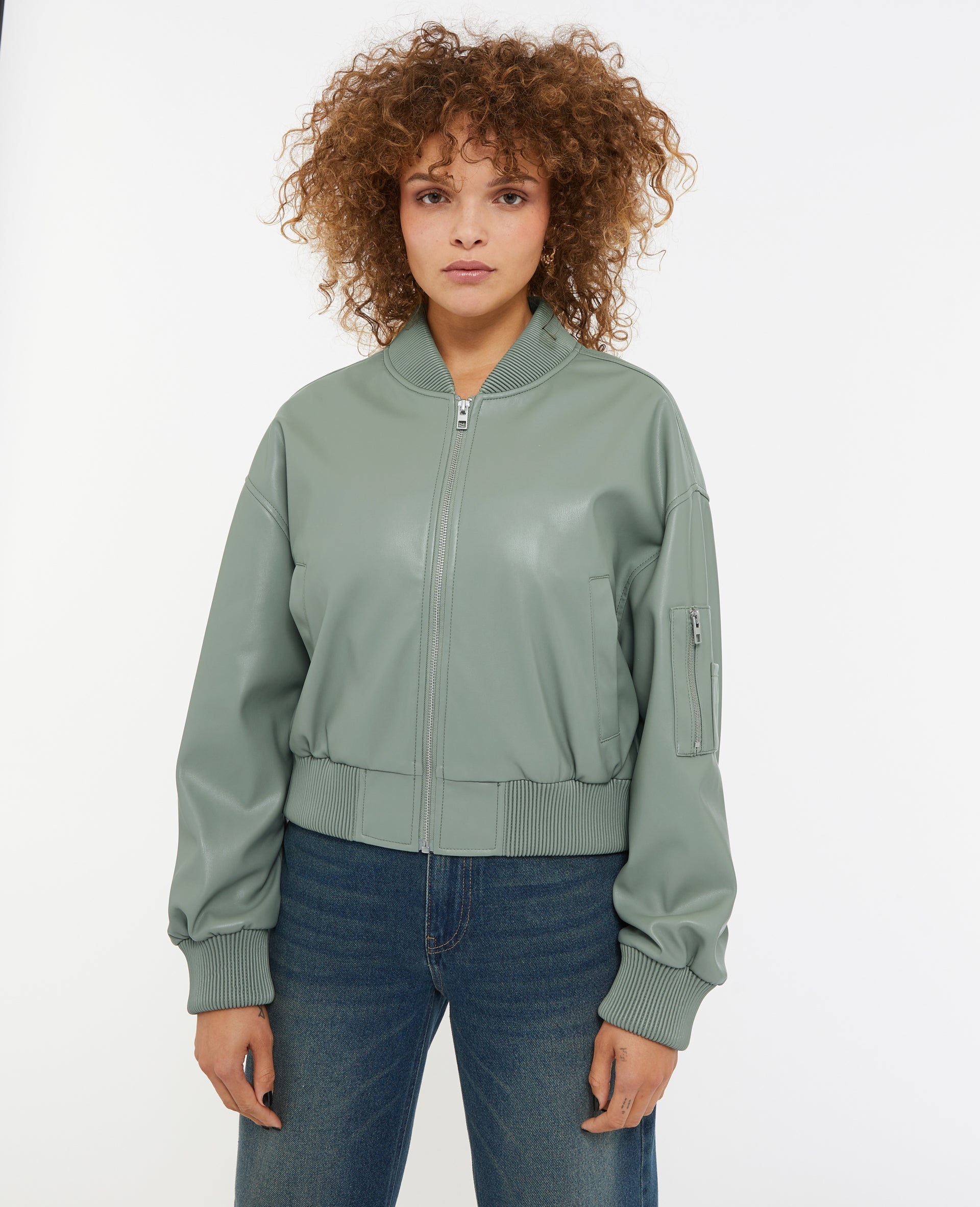 Blouson bomber en simili cuir
