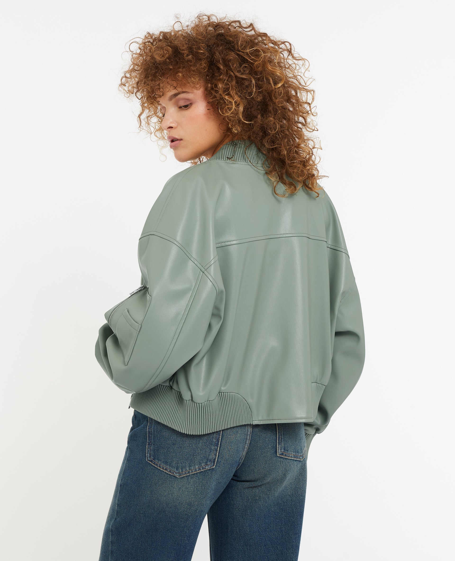 Blouson bomber en simili cuir