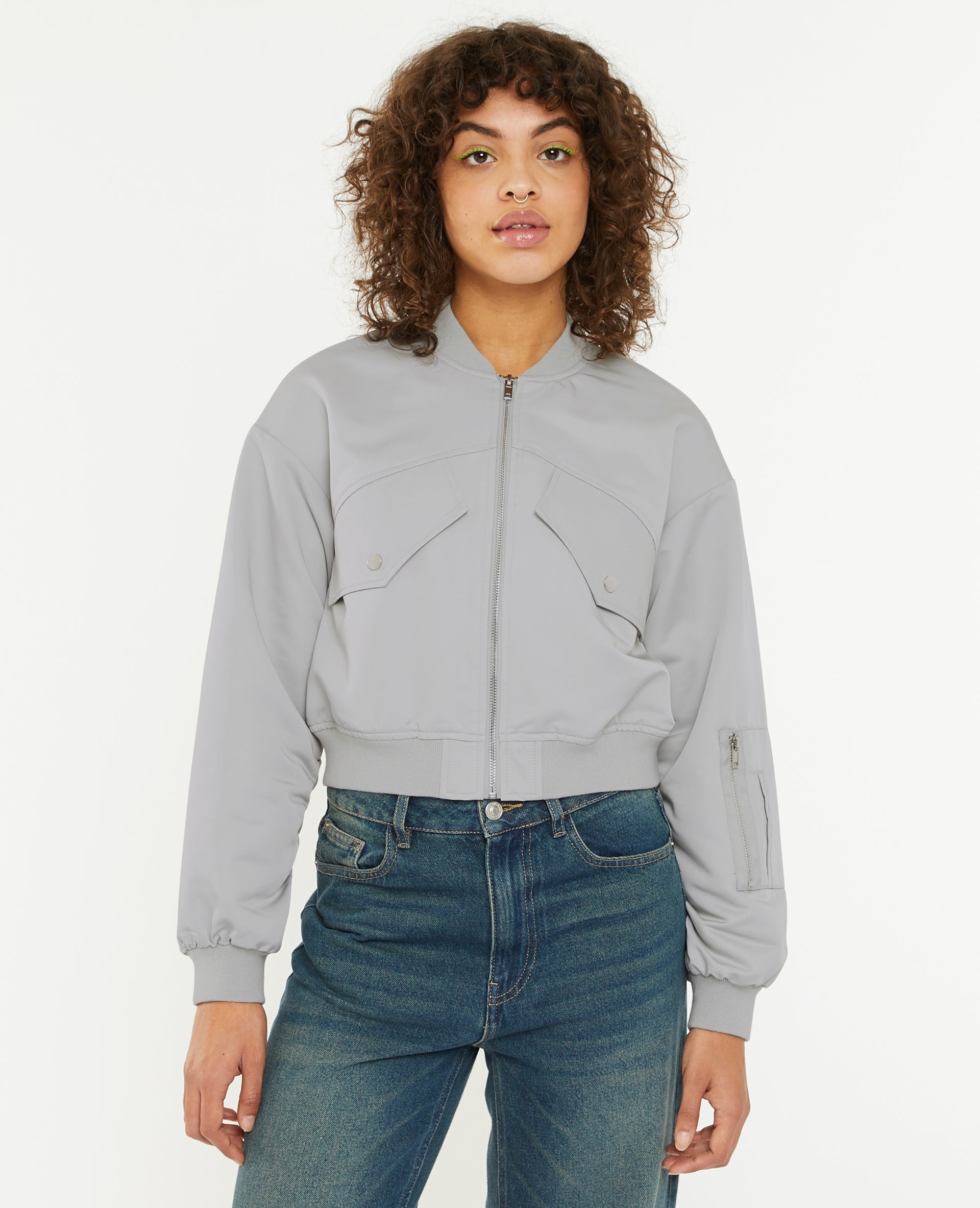 Bomber court en tissu satiné