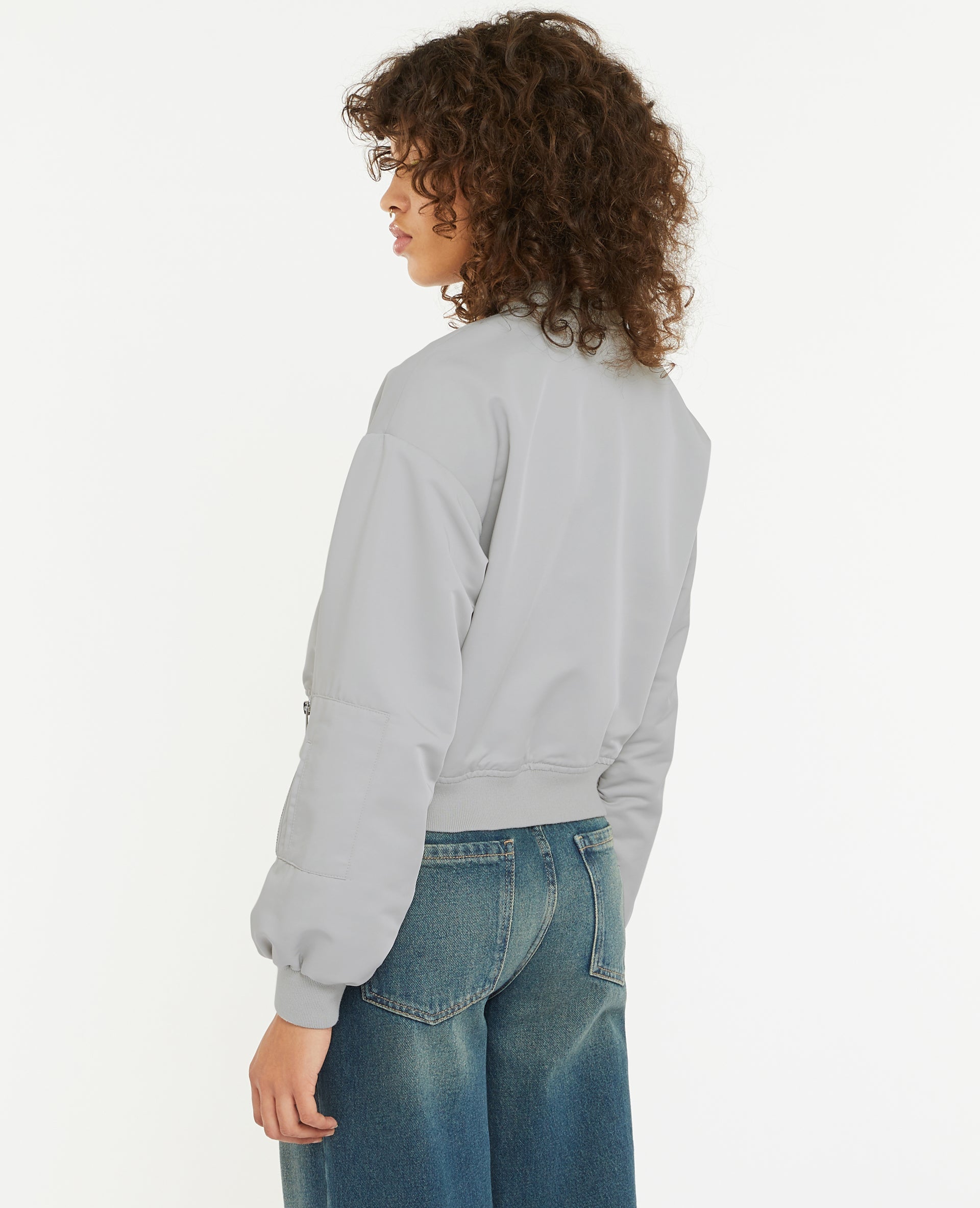 Bomber court en tissu satiné