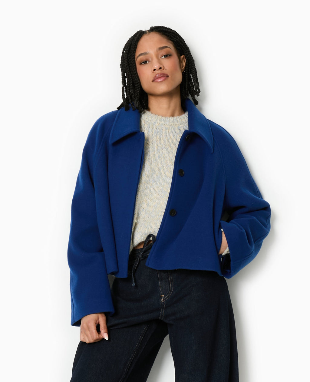 Manteau court drap de laine