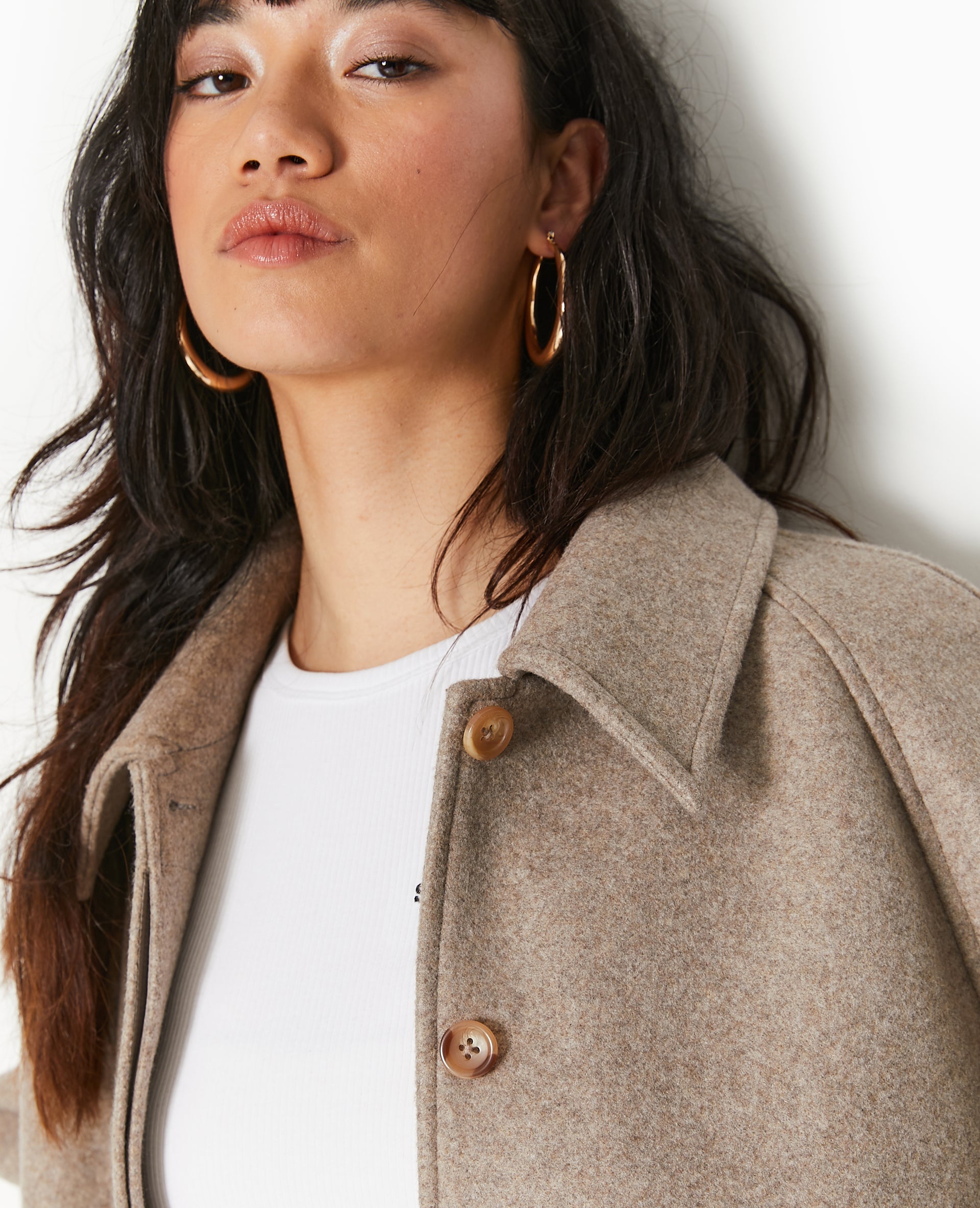 Veste courte trapèze effet drap de laine