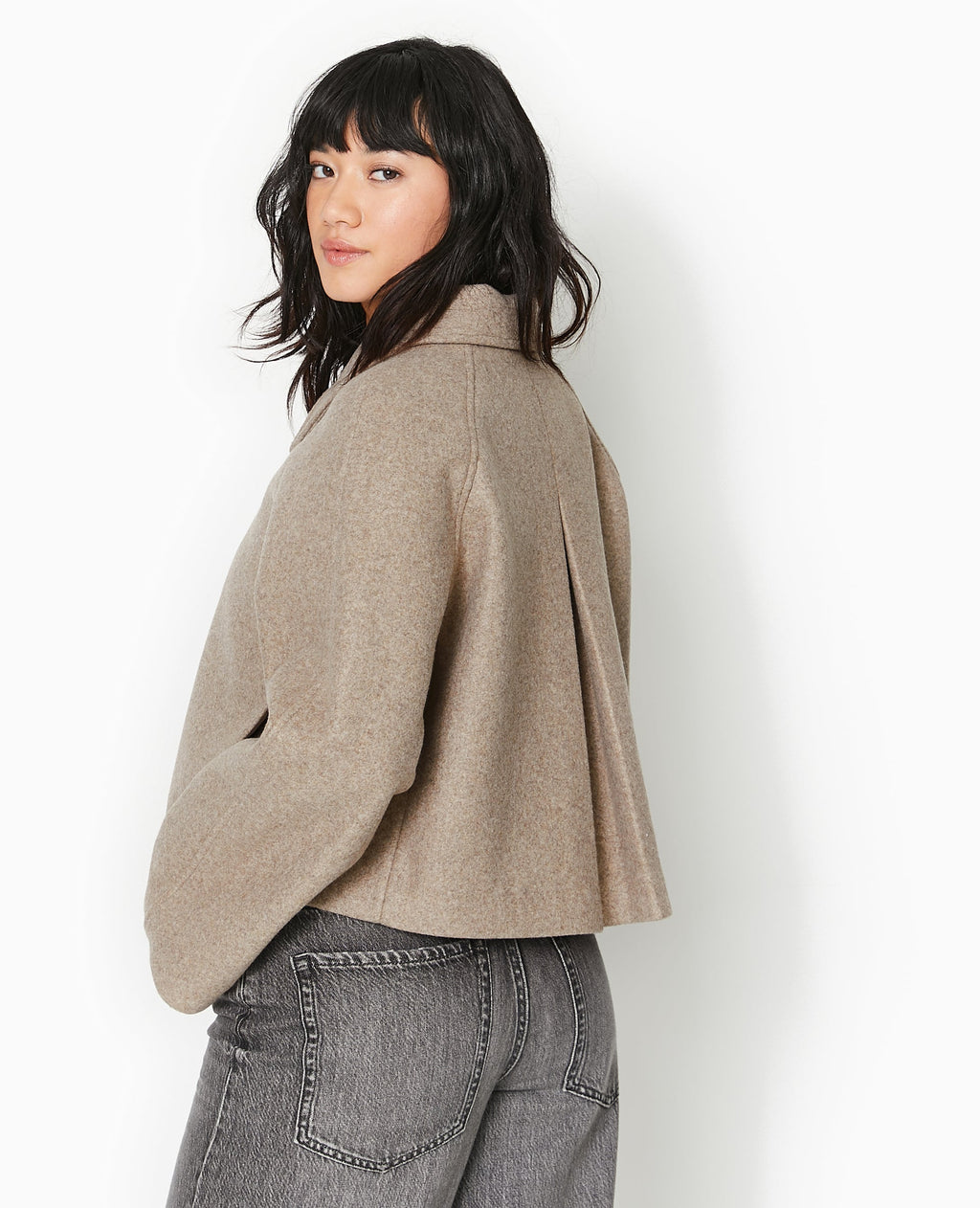 Veste courte trapèze effet drap de laine
