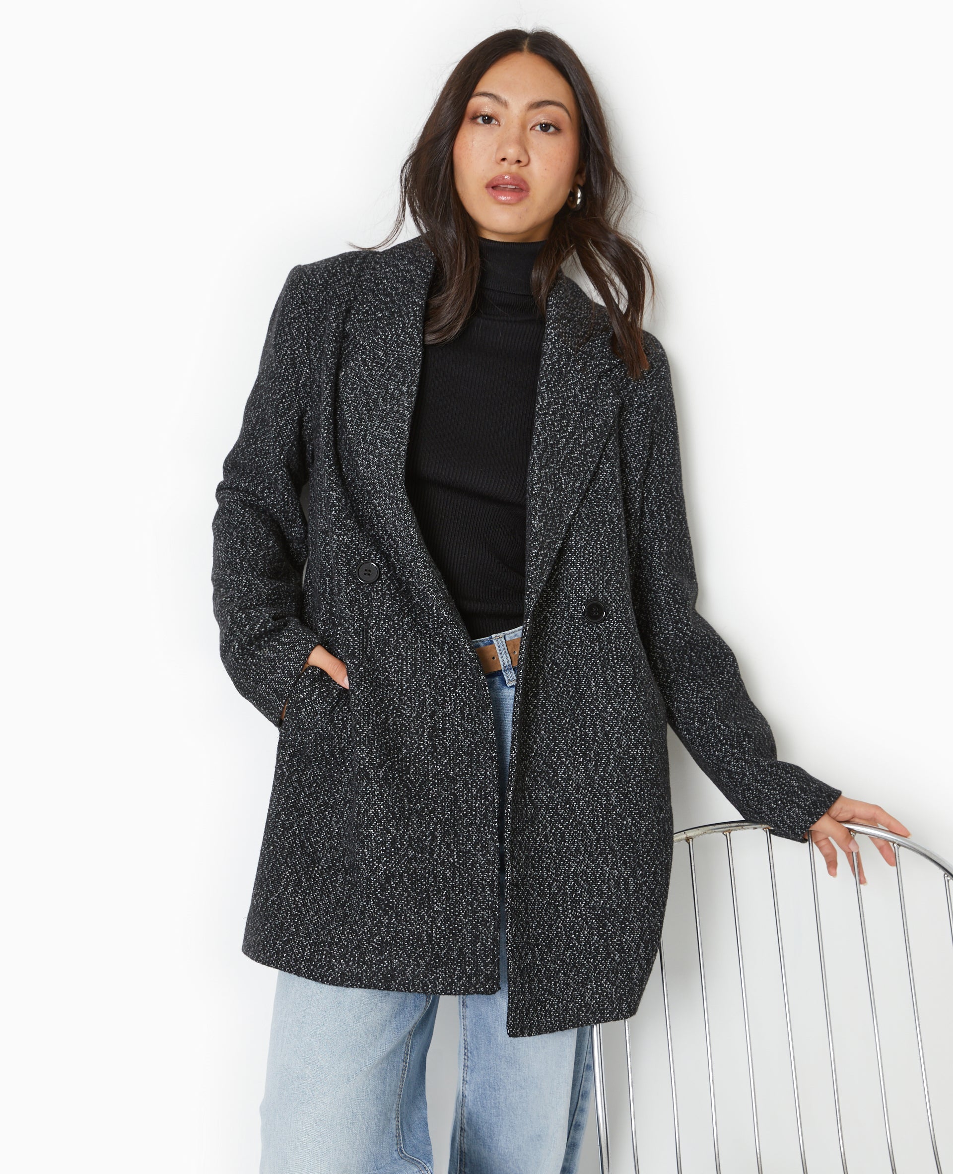 Manteau mi-long avec laine