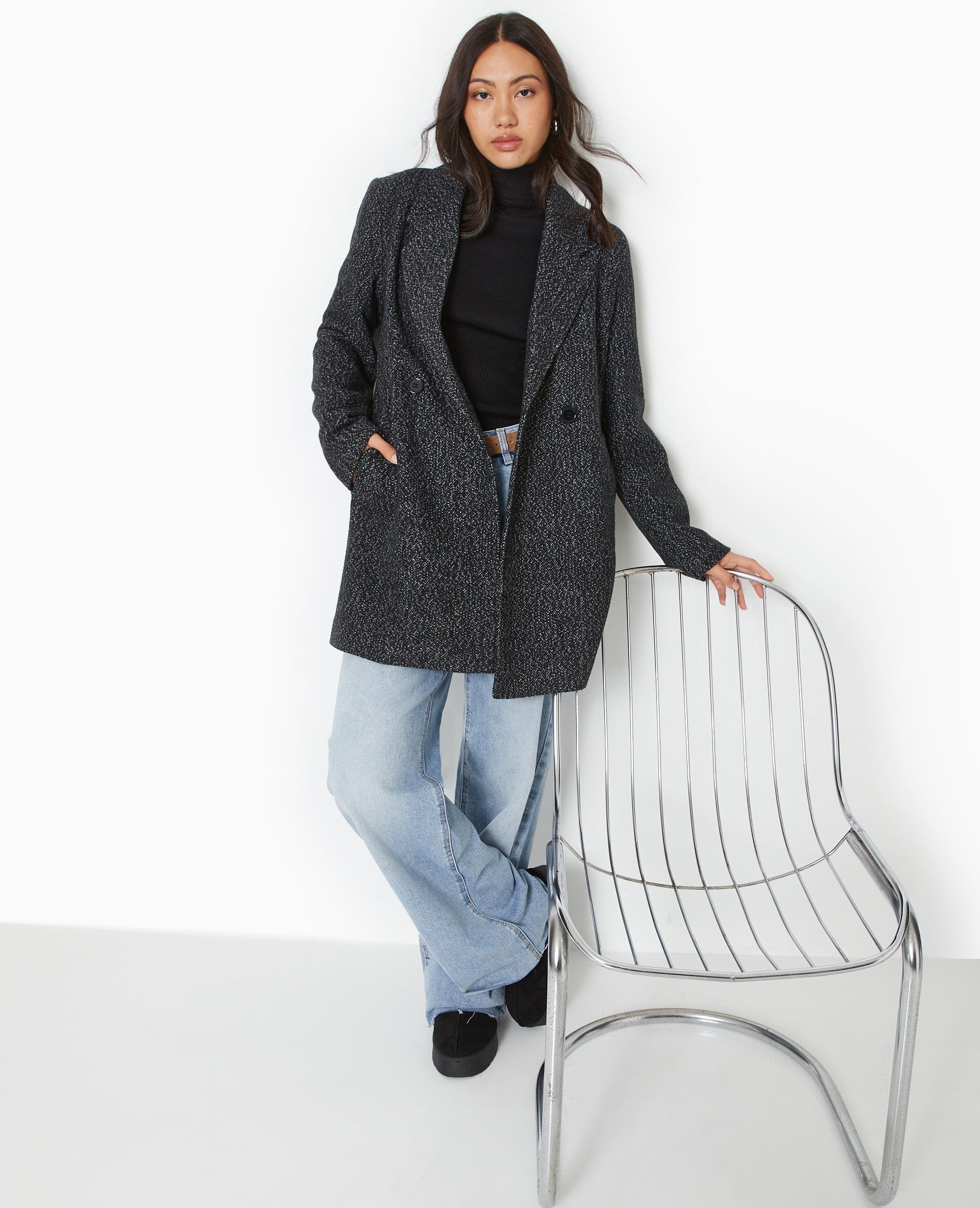 Manteau mi-long avec laine