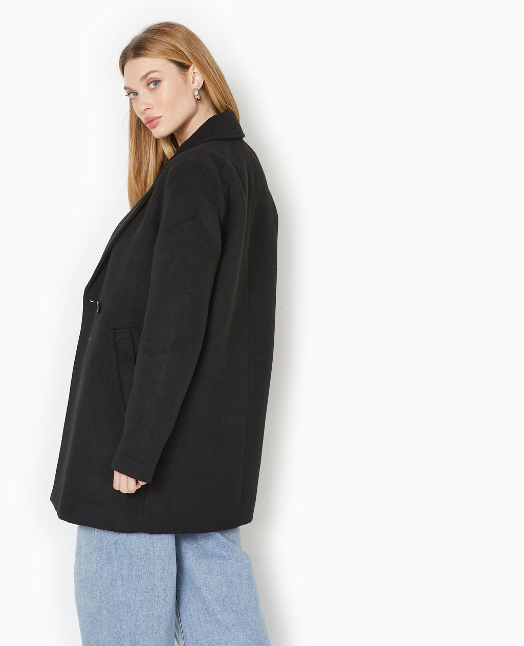 Manteau mi-long en drap de laine