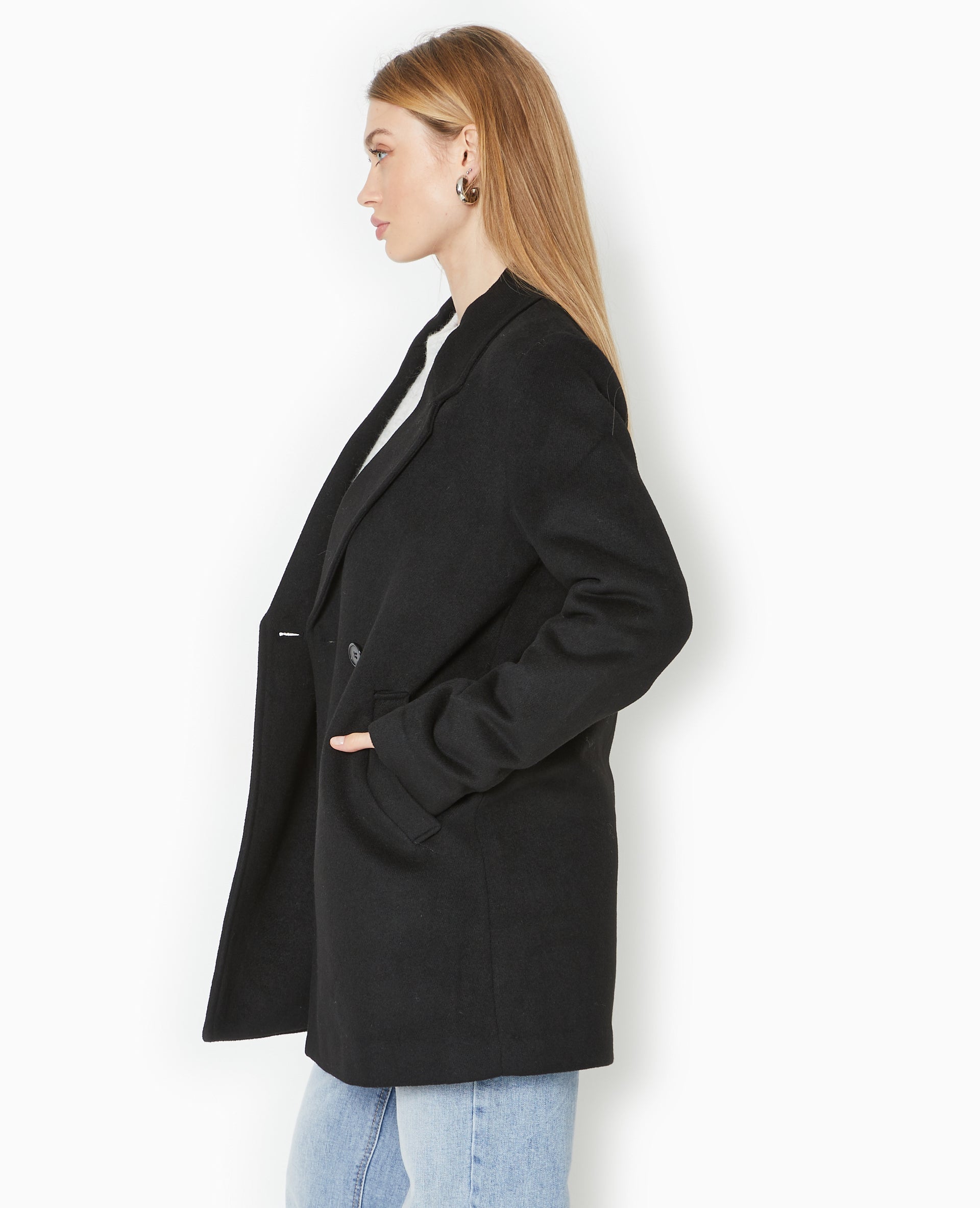 Manteau mi-long en drap de laine