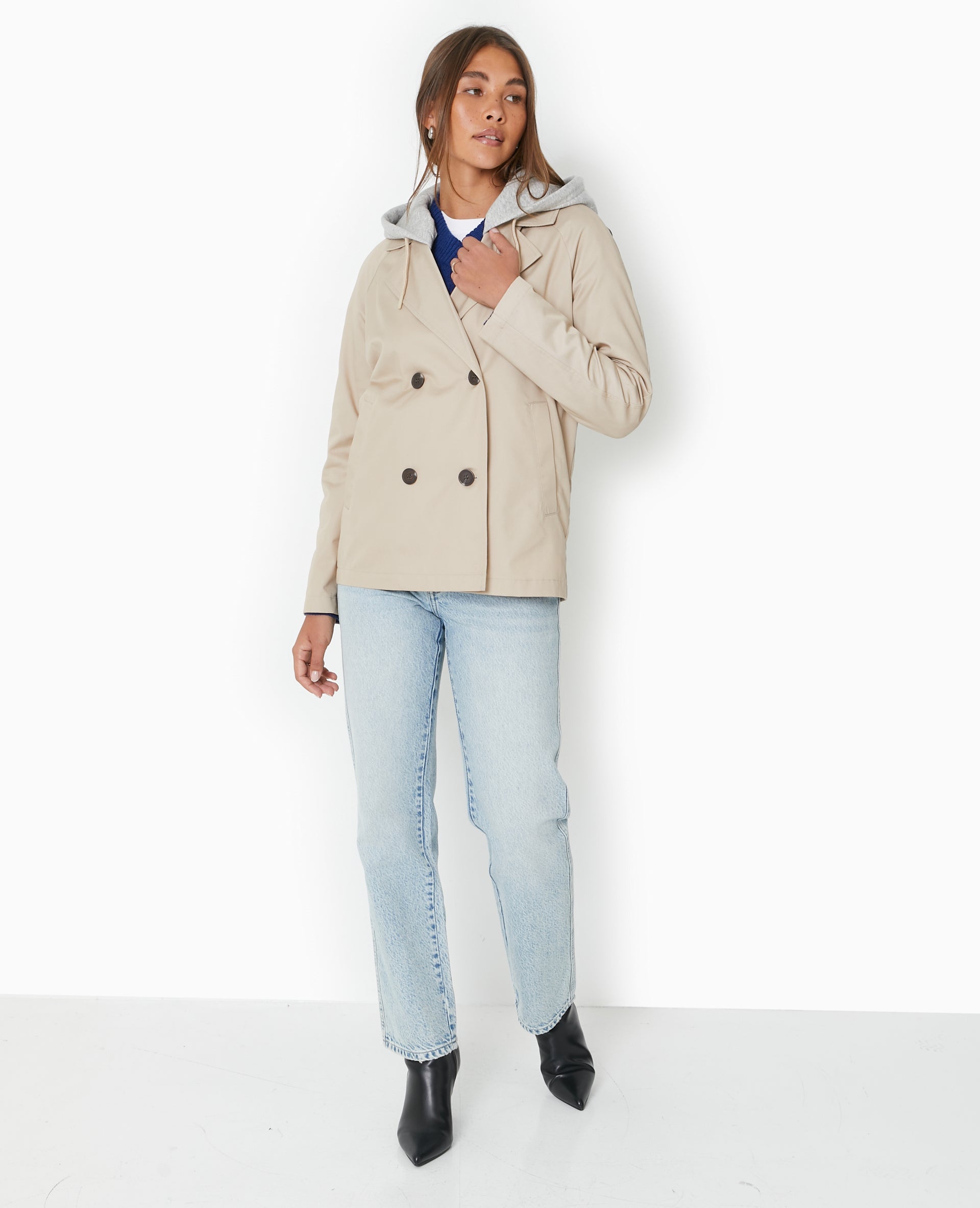 Veste trench avec capuche molleton amovible