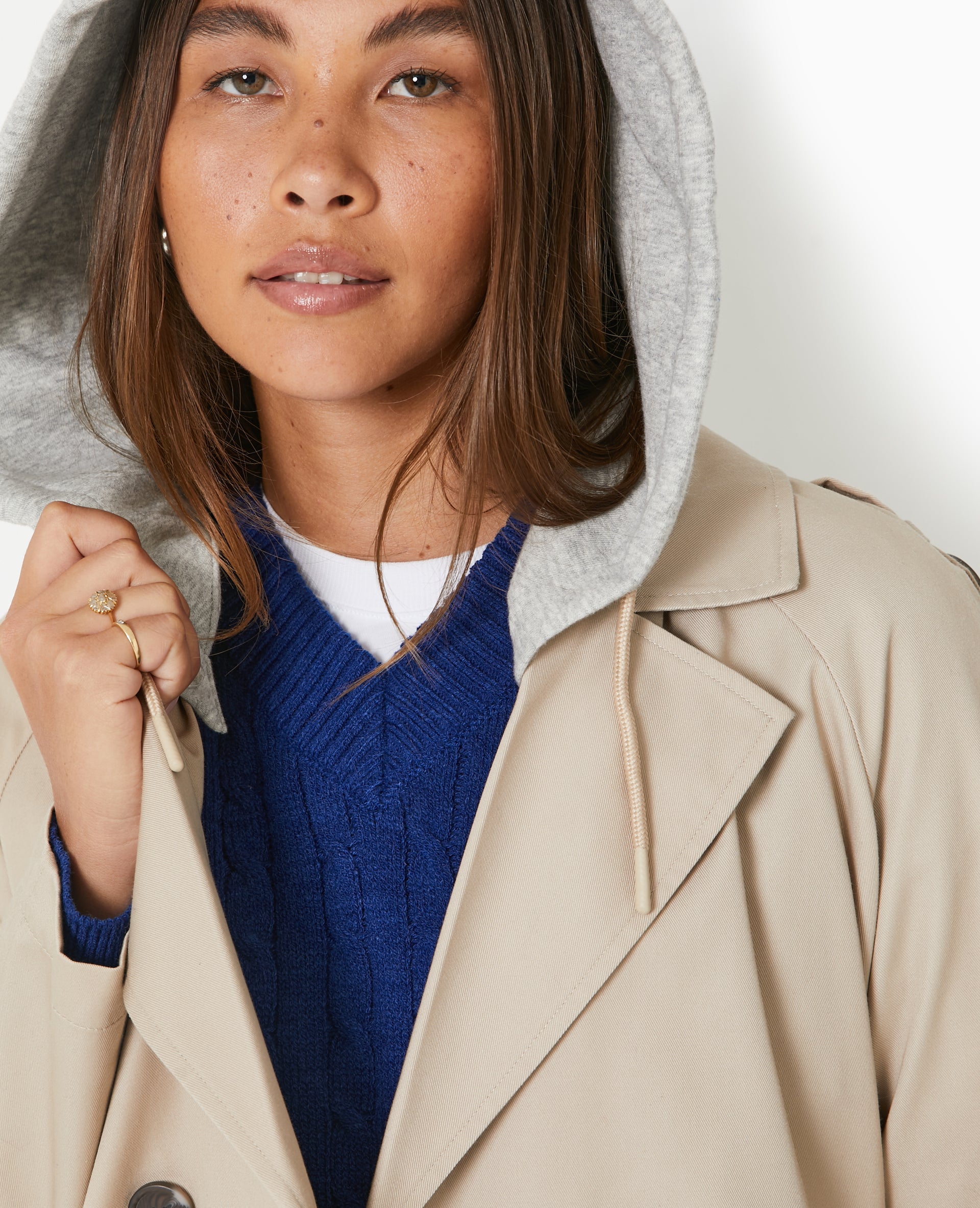 Veste trench avec capuche molleton amovible