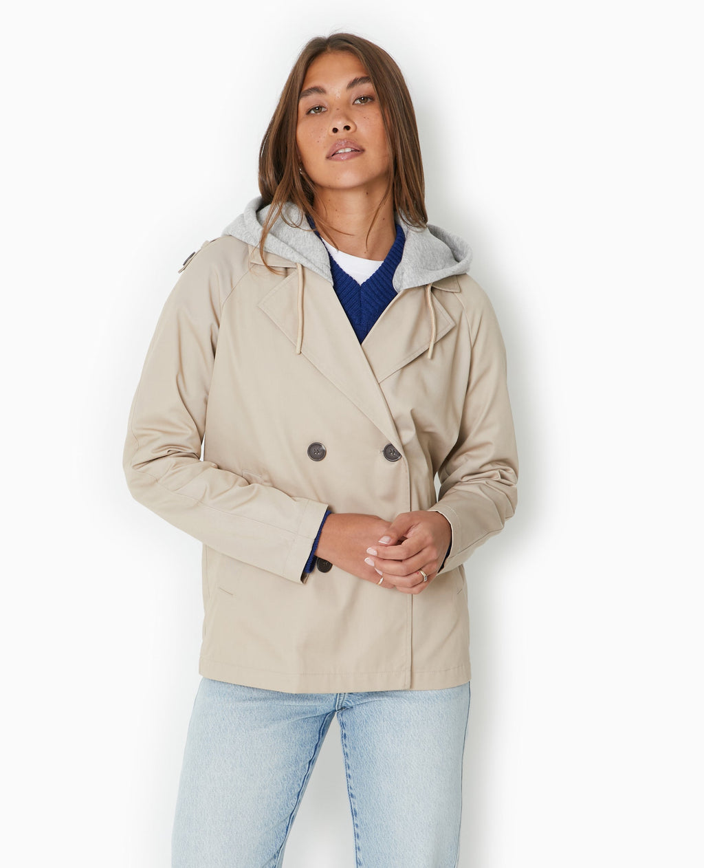 Veste trench avec capuche molleton amovible