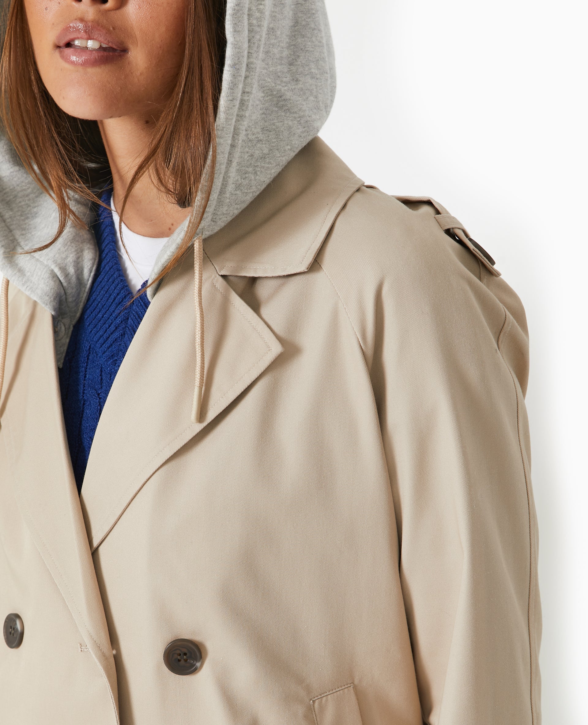 Veste trench avec capuche molleton amovible