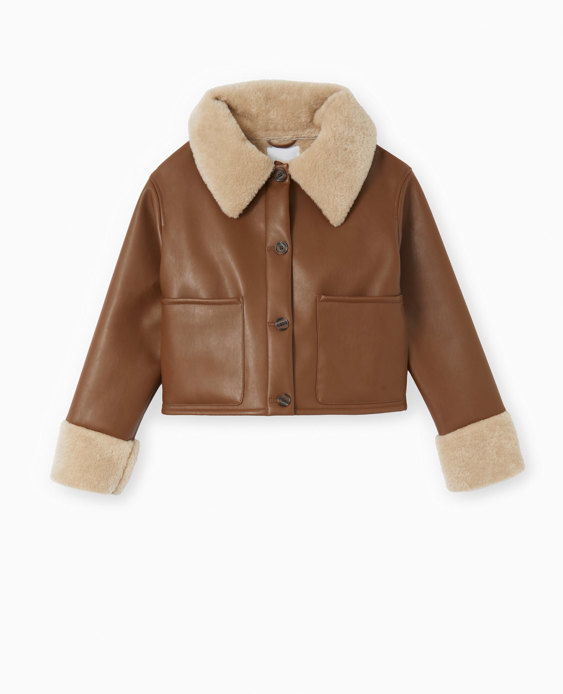 Blouson en simili avec doublure fourrure