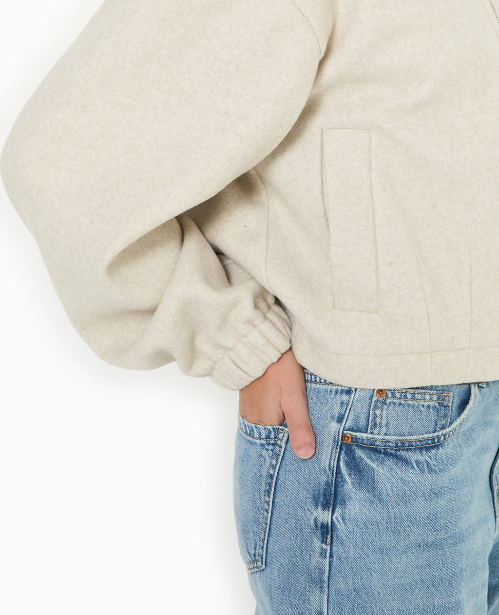 Blouson zippé avec capuche effet drap de laine